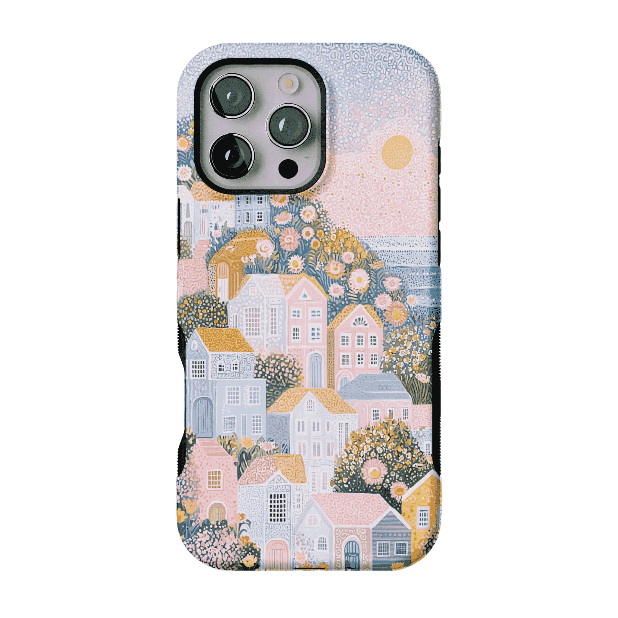 Cute Floral Hillside Cottage Shockproof Anti-slip Pastel iPhone Case