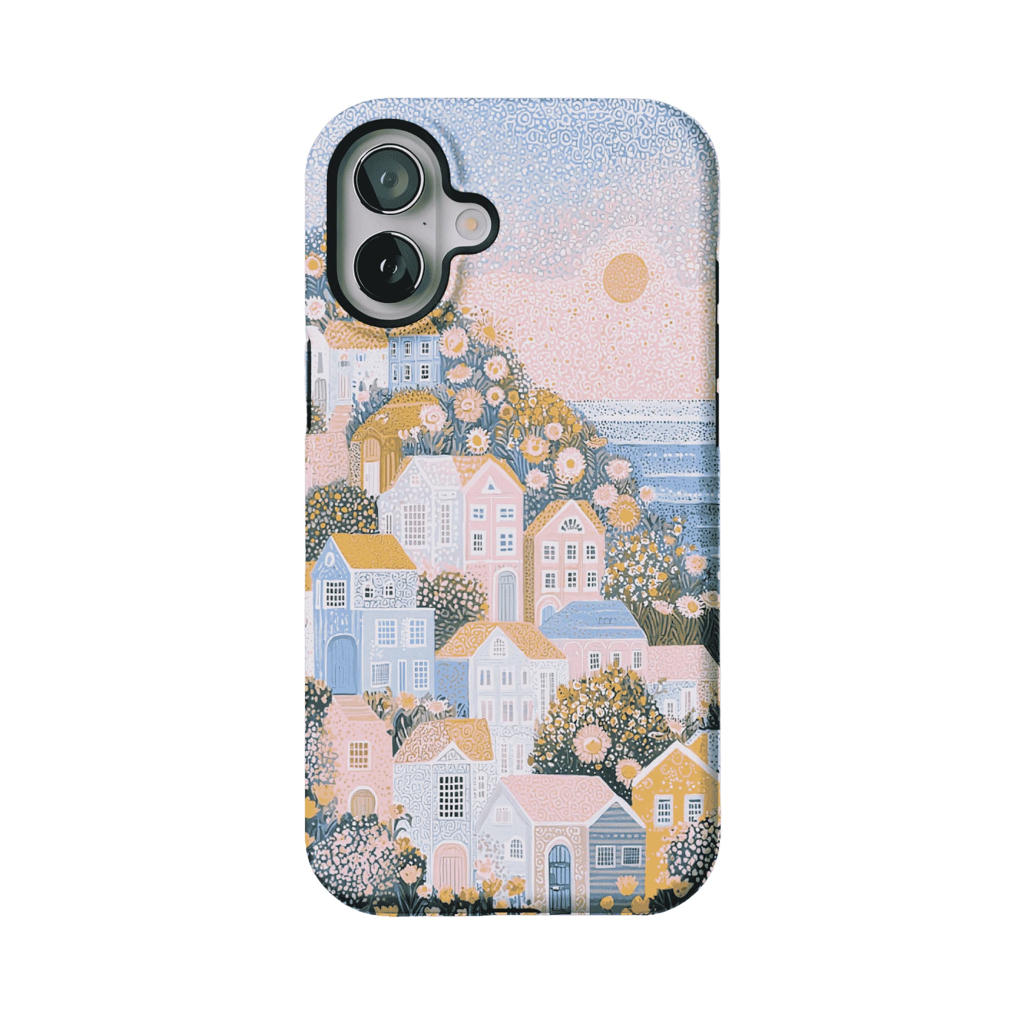 Cute Floral Hillside Cottage Shockproof Anti-slip Pastel iPhone Case