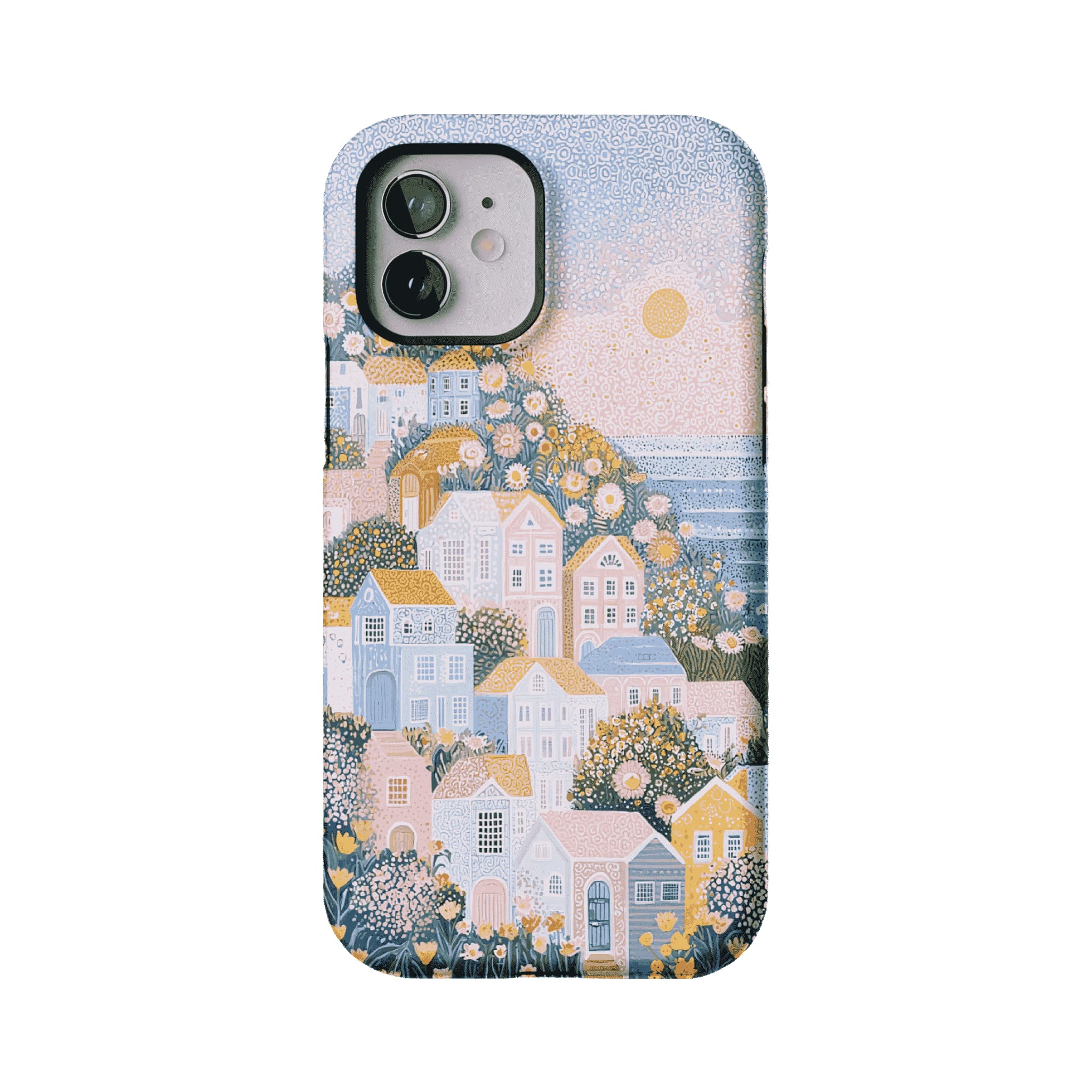 Cute Floral Hillside Cottage Shockproof Anti-slip Pastel iPhone Case