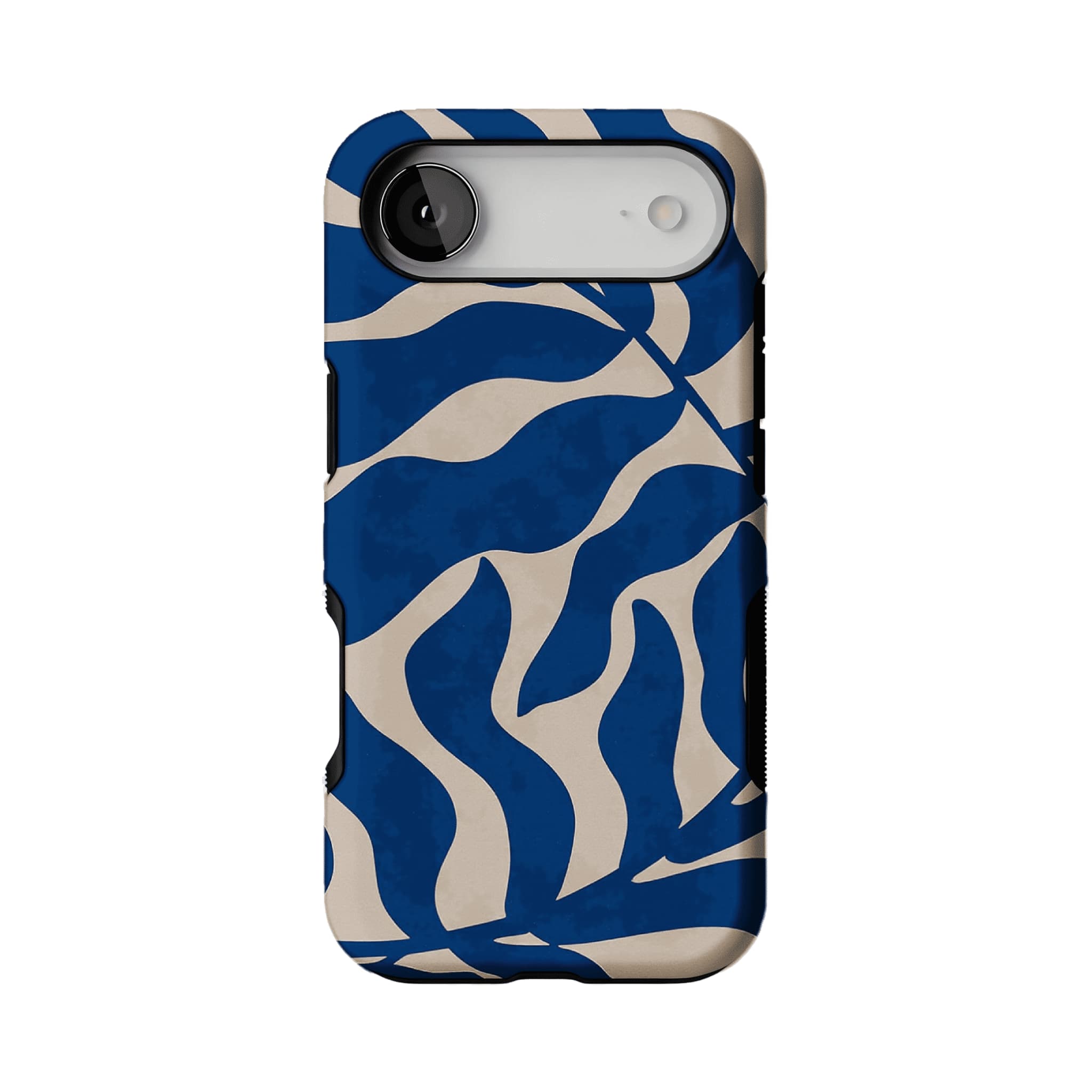 Klein Blue Beige Irregular Curved Wave Abstract Art Shockproof iPhone Case