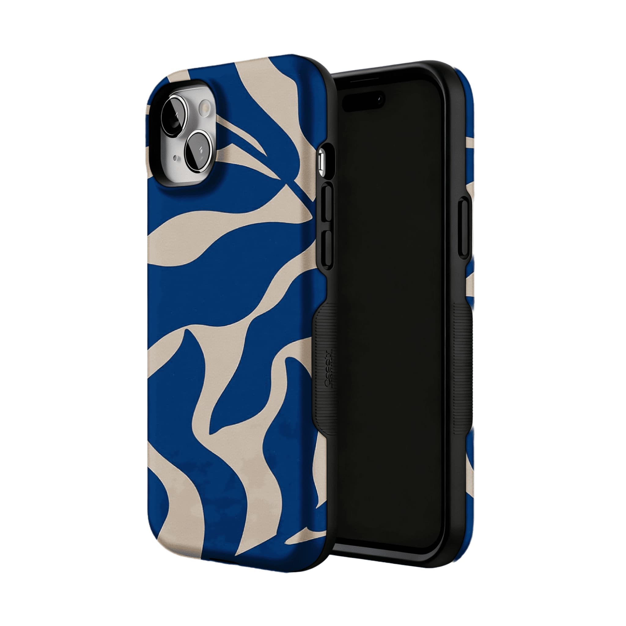 Klein Blue Beige Irregular Curved Wave Abstract Art Shockproof iPhone Case