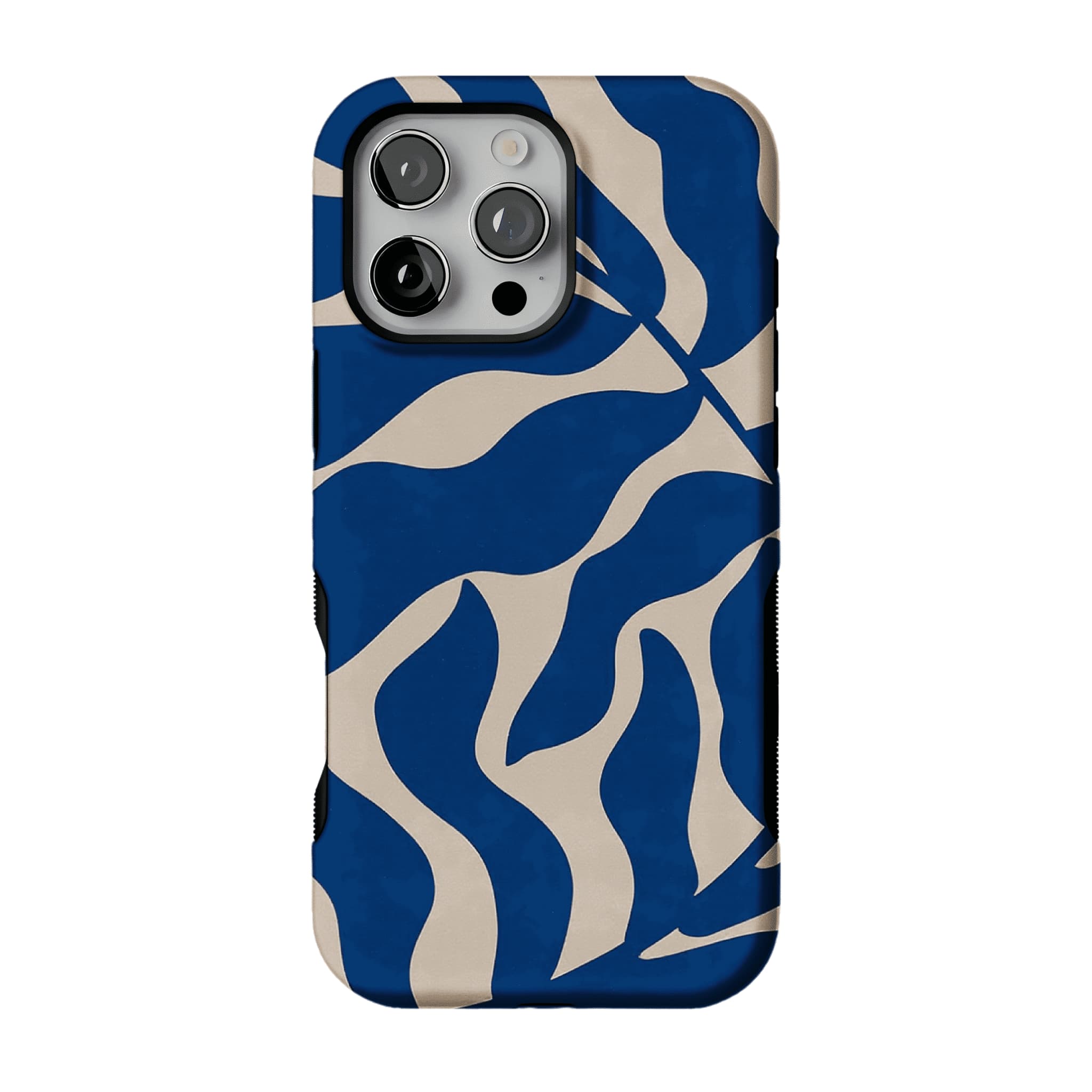Klein Blue Beige Irregular Curved Wave Abstract Art Shockproof iPhone Case
