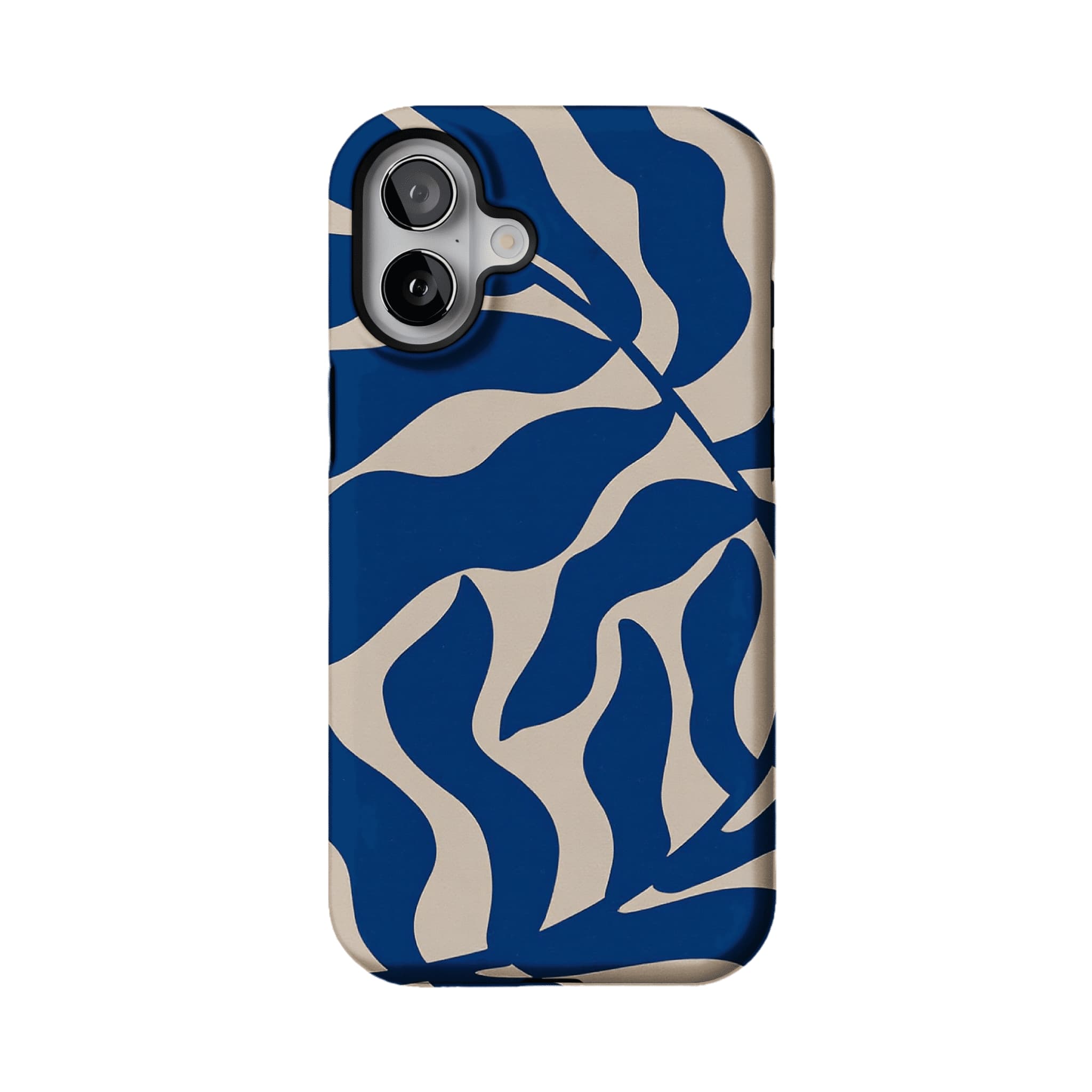 Klein Blue Beige Irregular Curved Wave Abstract Art Shockproof iPhone Case