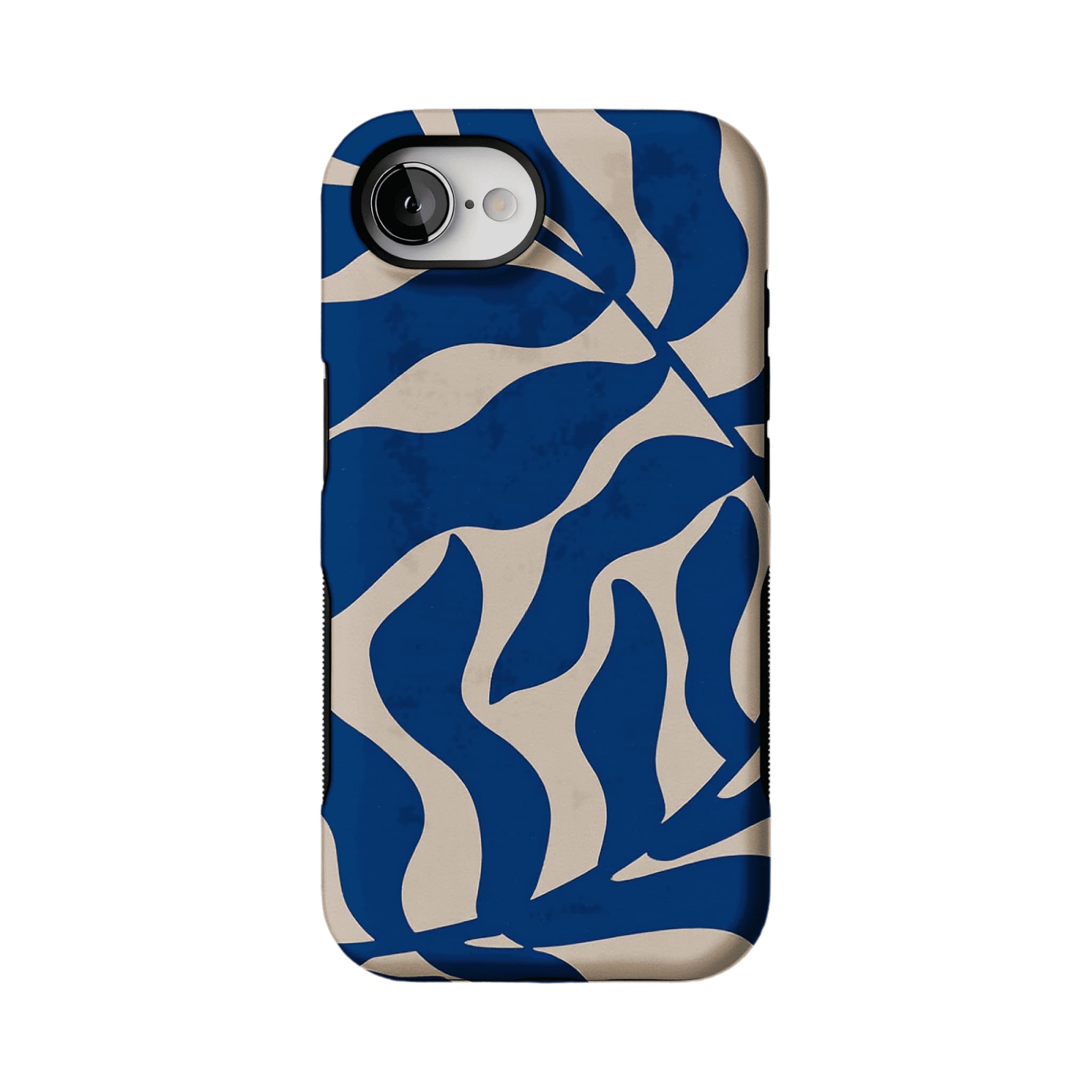 Klein Blue Beige Irregular Curved Wave Abstract Art Shockproof iPhone Case