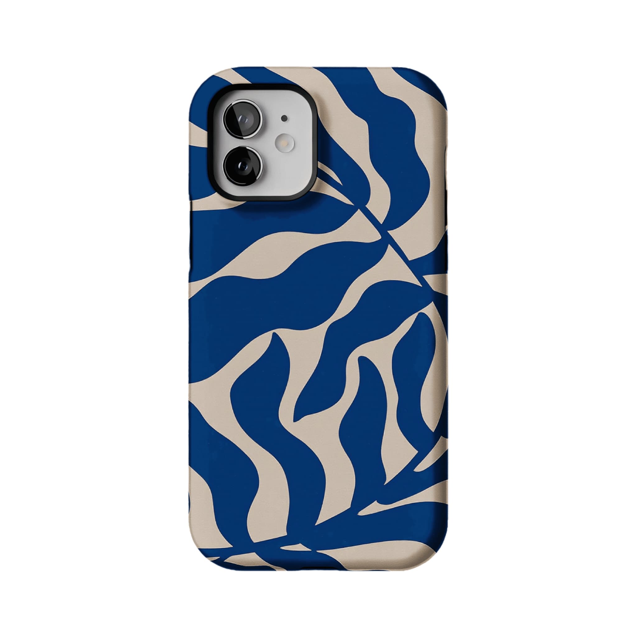 Klein Blue Beige Irregular Curved Wave Abstract Art Shockproof iPhone Case