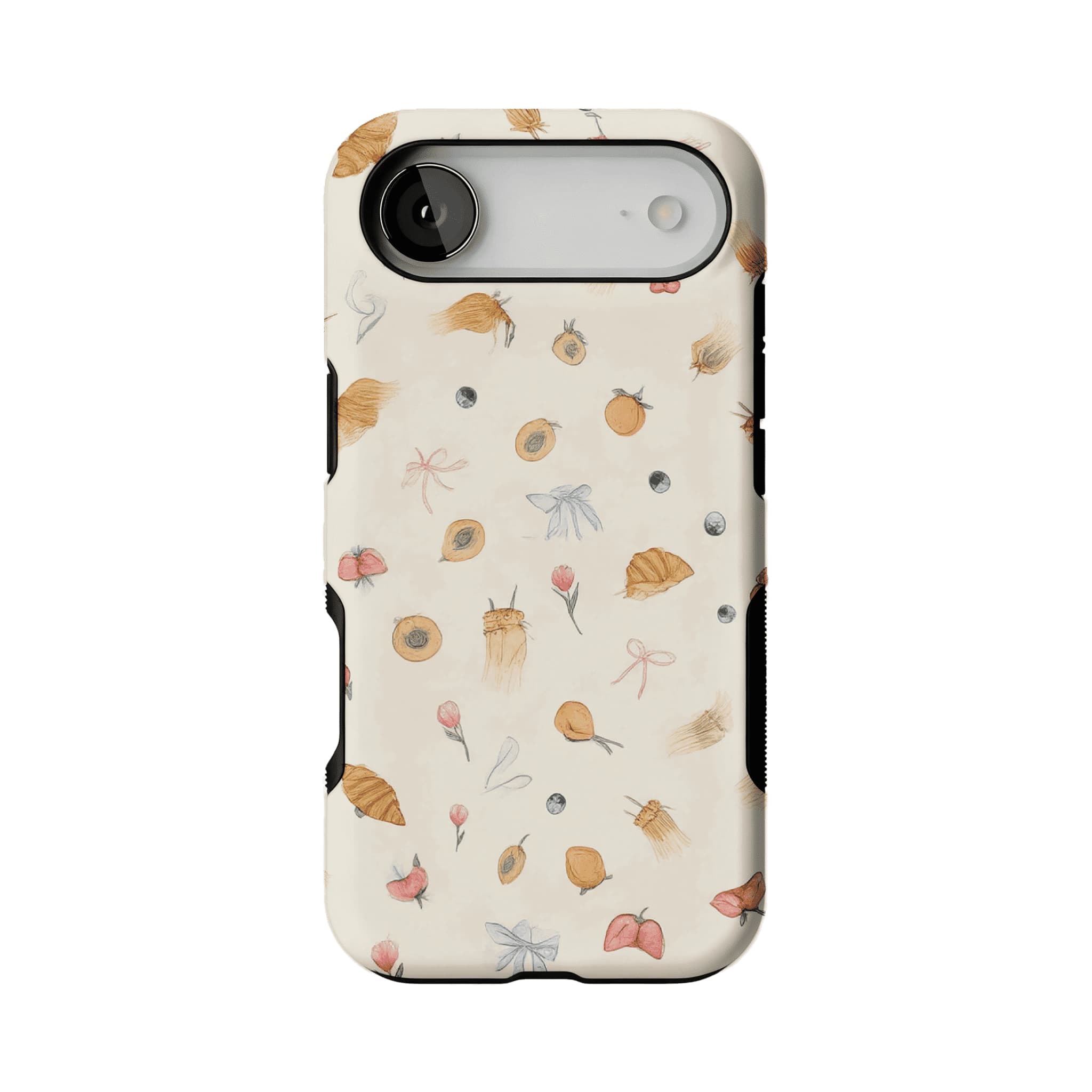 Cream Base Hand Drawn Afternoon Tea Element Shockproof Anti-slip iPhone Case