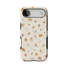Cream Base Hand Drawn Afternoon Tea Element Shockproof Anti-slip iPhone Case