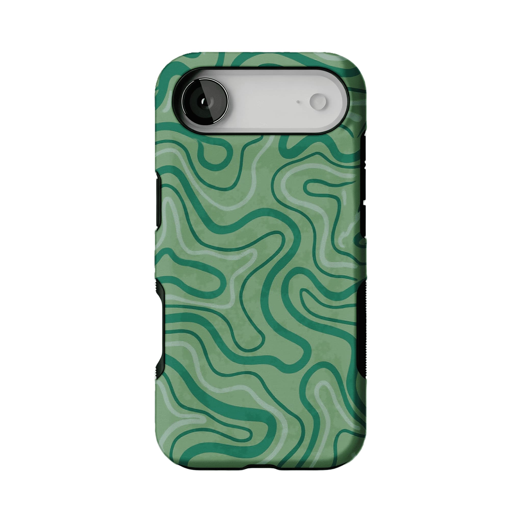 Earthy Green Organic Curve Abstract Shockproof Anti-slip iPhone Case