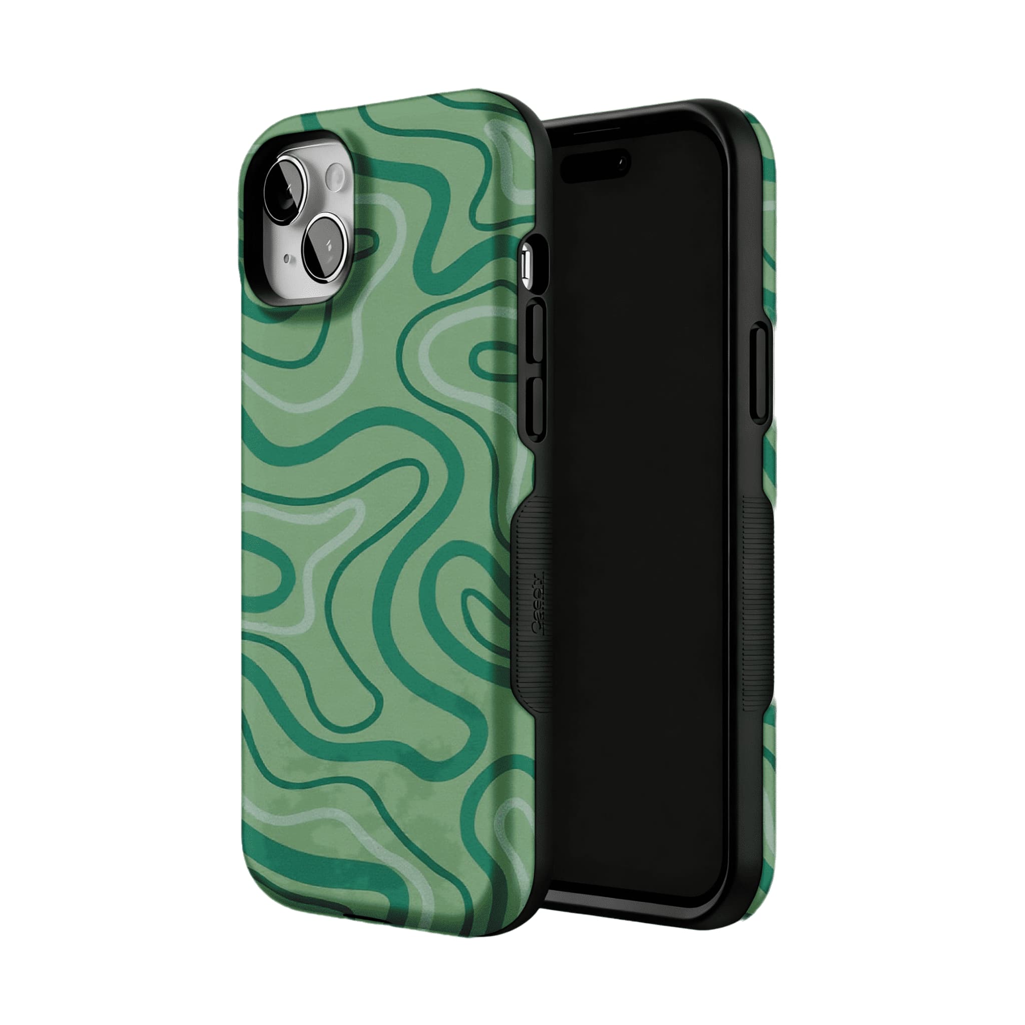 Earthy Green Organic Curve Abstract Shockproof Anti-slip iPhone Case
