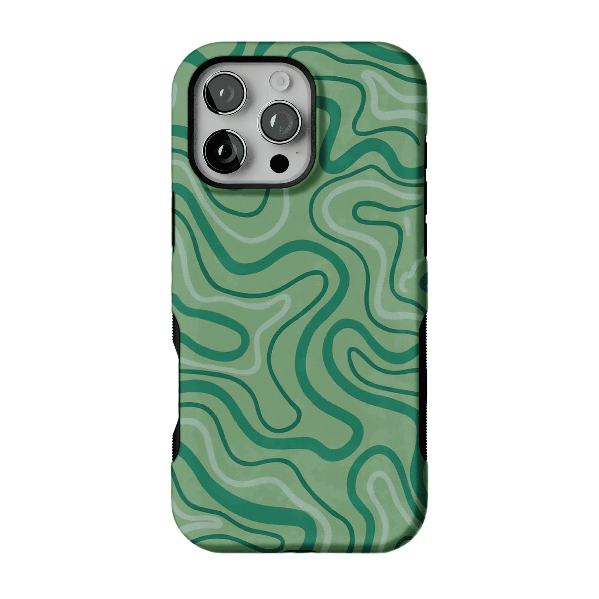 Earthy Green Organic Curve Abstract Shockproof Anti-slip iPhone Case