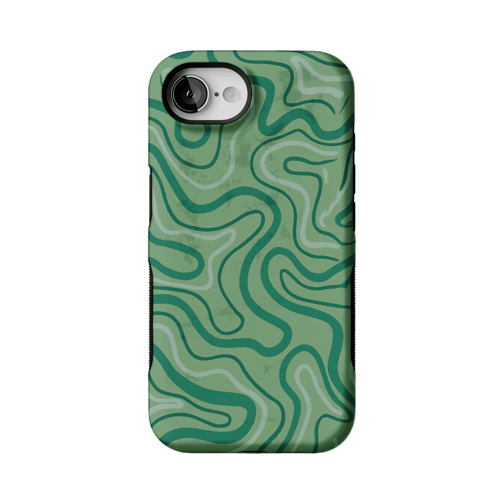 Earthy Green Organic Curve Abstract Shockproof Anti-slip iPhone Case