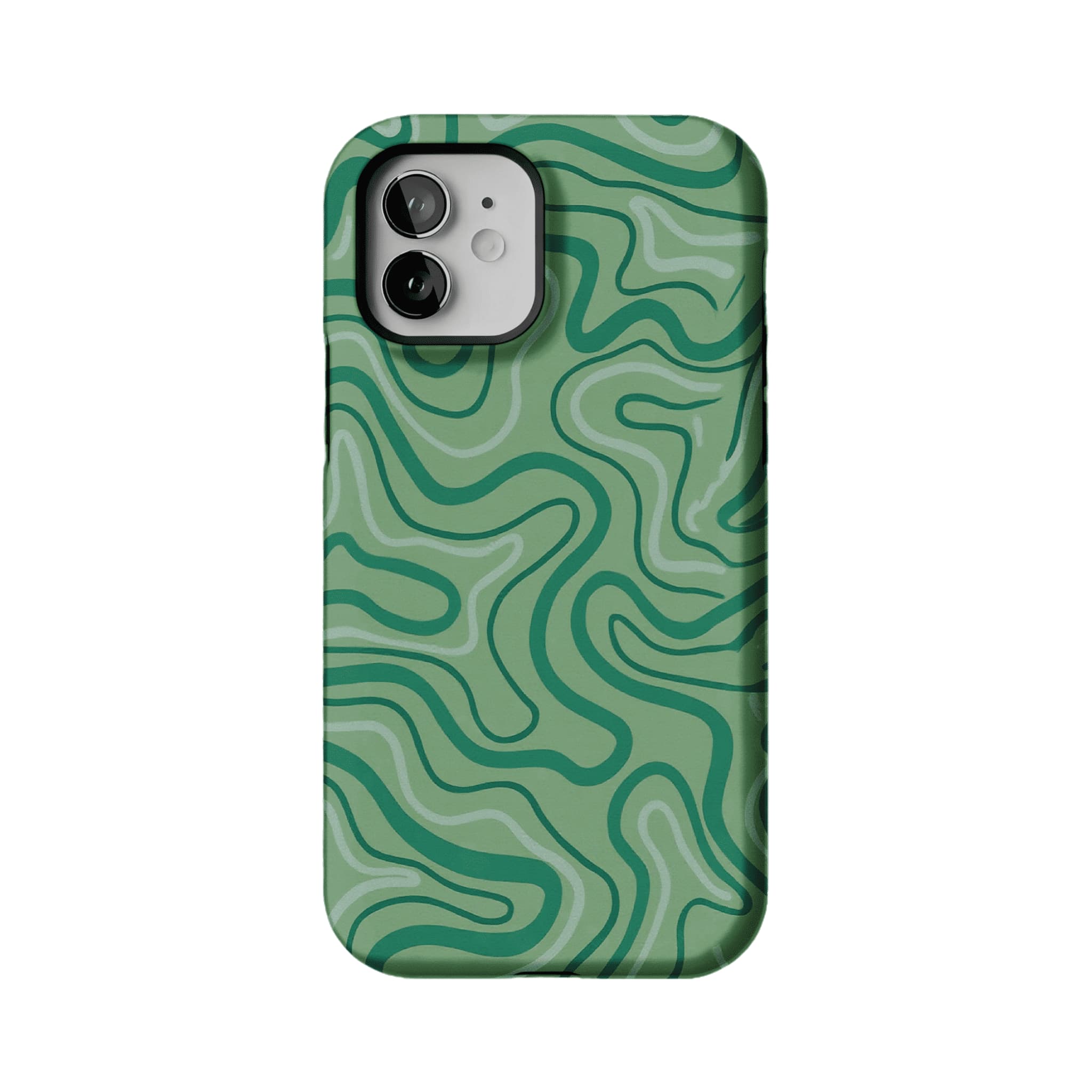 Earthy Green Organic Curve Abstract Shockproof Anti-slip iPhone Case