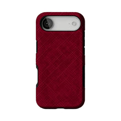 Luxury Wine Red Cross Line Leather Texture Minimal Business iPhone Cover