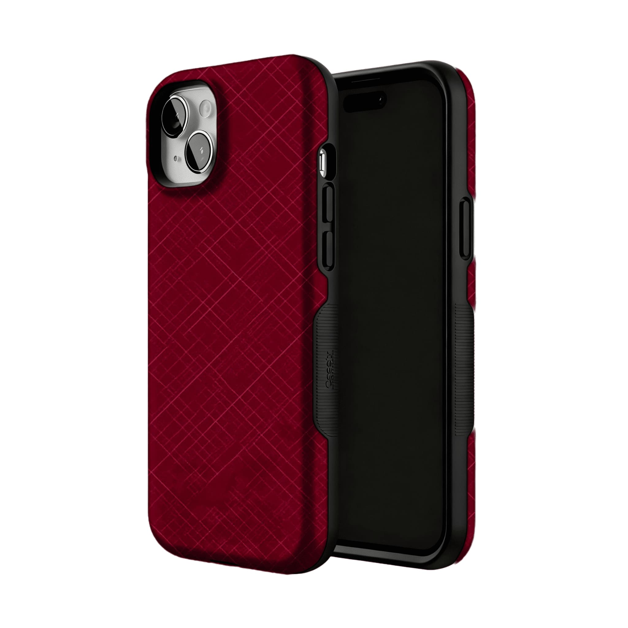 Luxury Wine Red Cross Line Leather Texture Minimal Business iPhone Cover