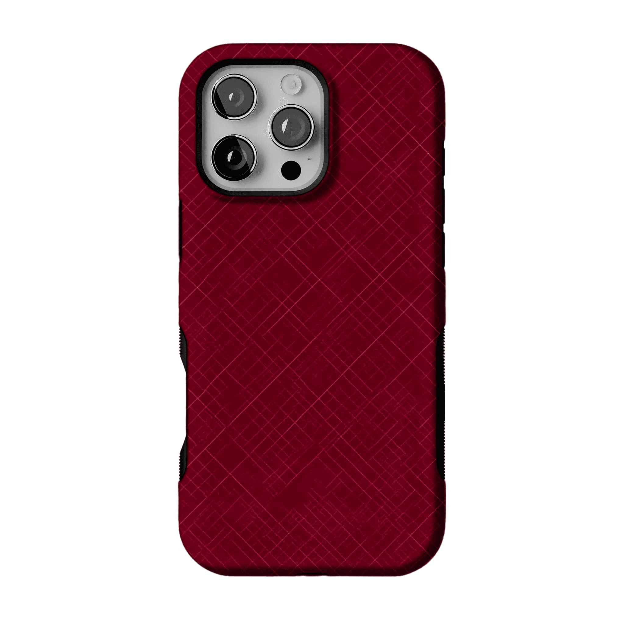 Luxury Wine Red Cross Line Leather Texture Minimal Business iPhone Cover