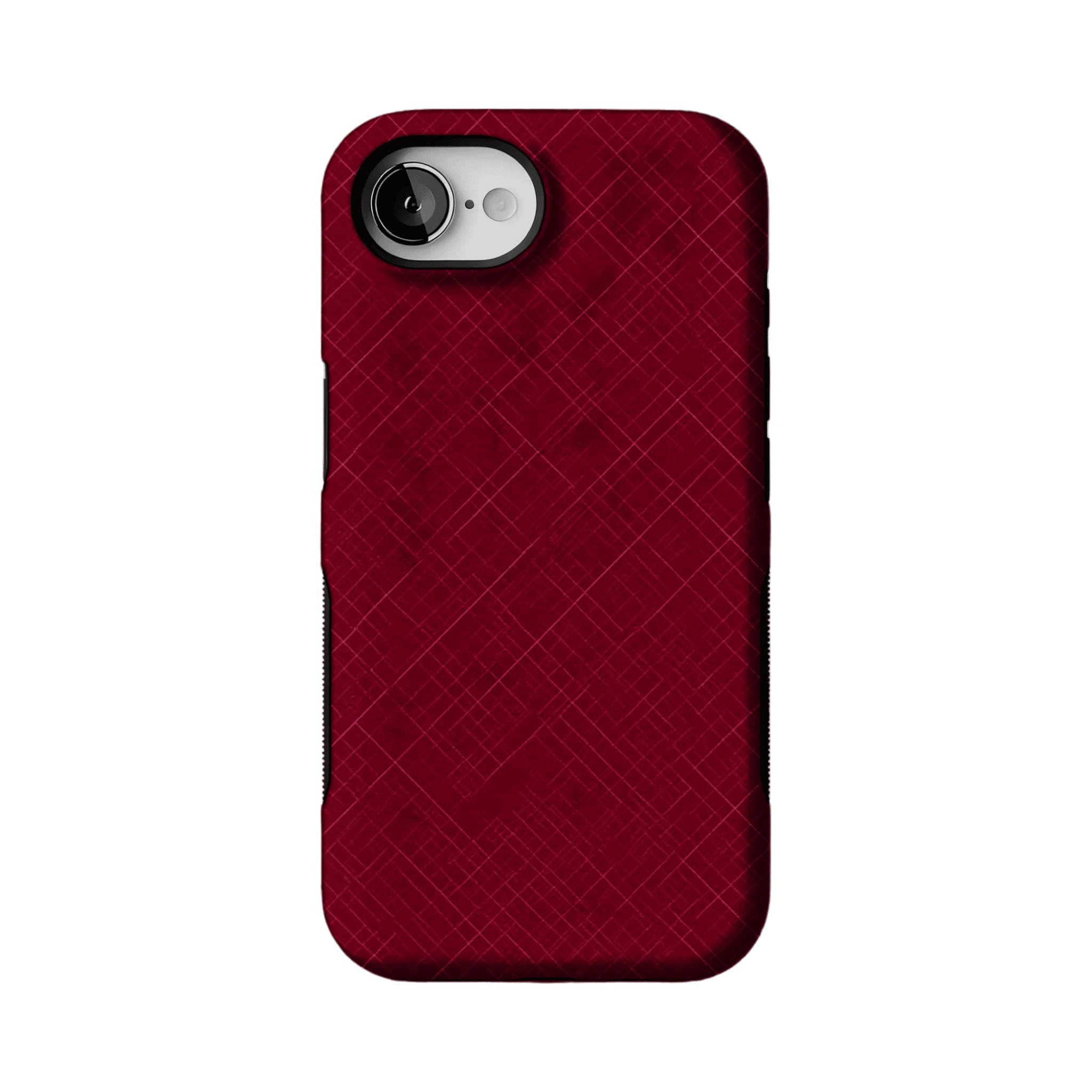 Luxury Wine Red Cross Line Leather Texture Minimal Business iPhone Cover