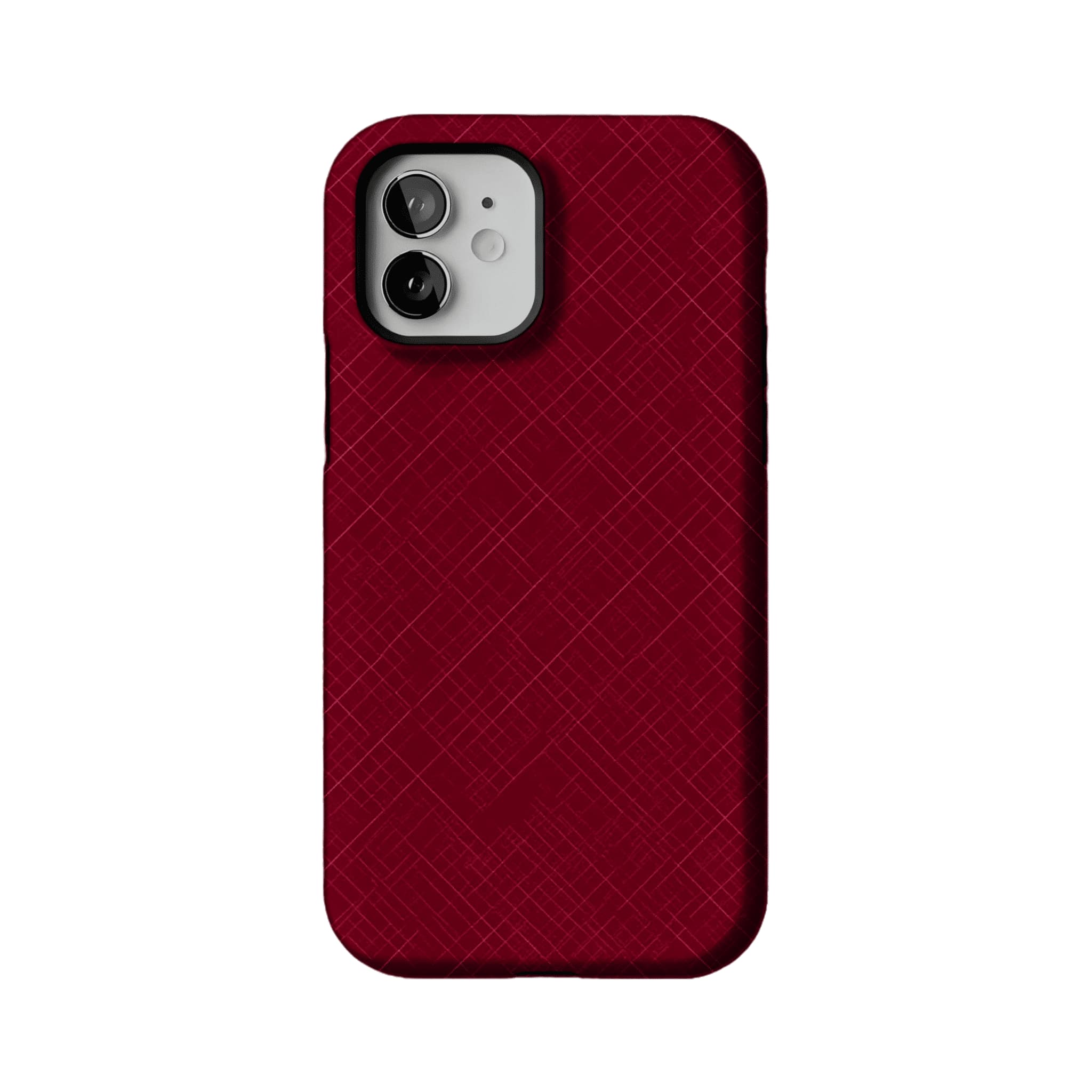 Luxury Wine Red Cross Line Leather Texture Minimal Business iPhone Cover