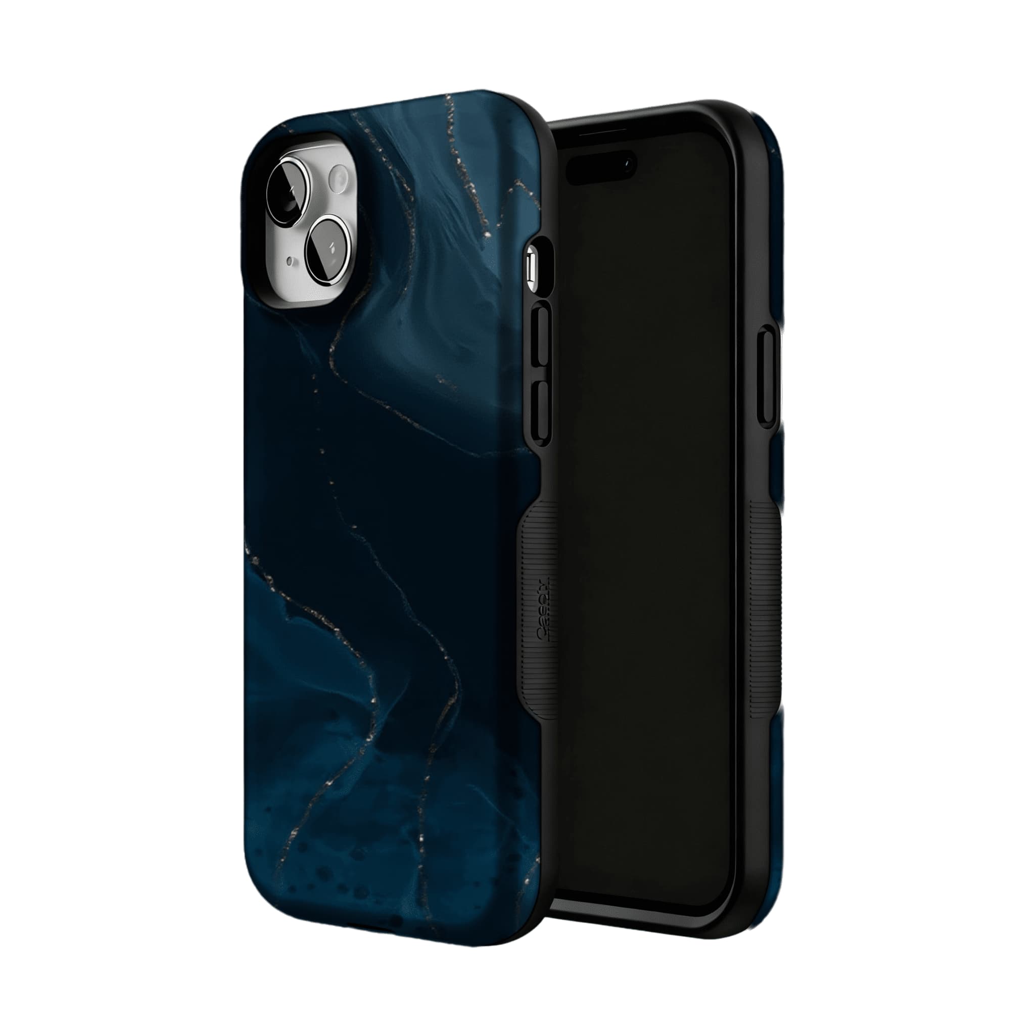 Luxury Deep Blue Gold Foil Marble Texture Minimal iPhone Cover