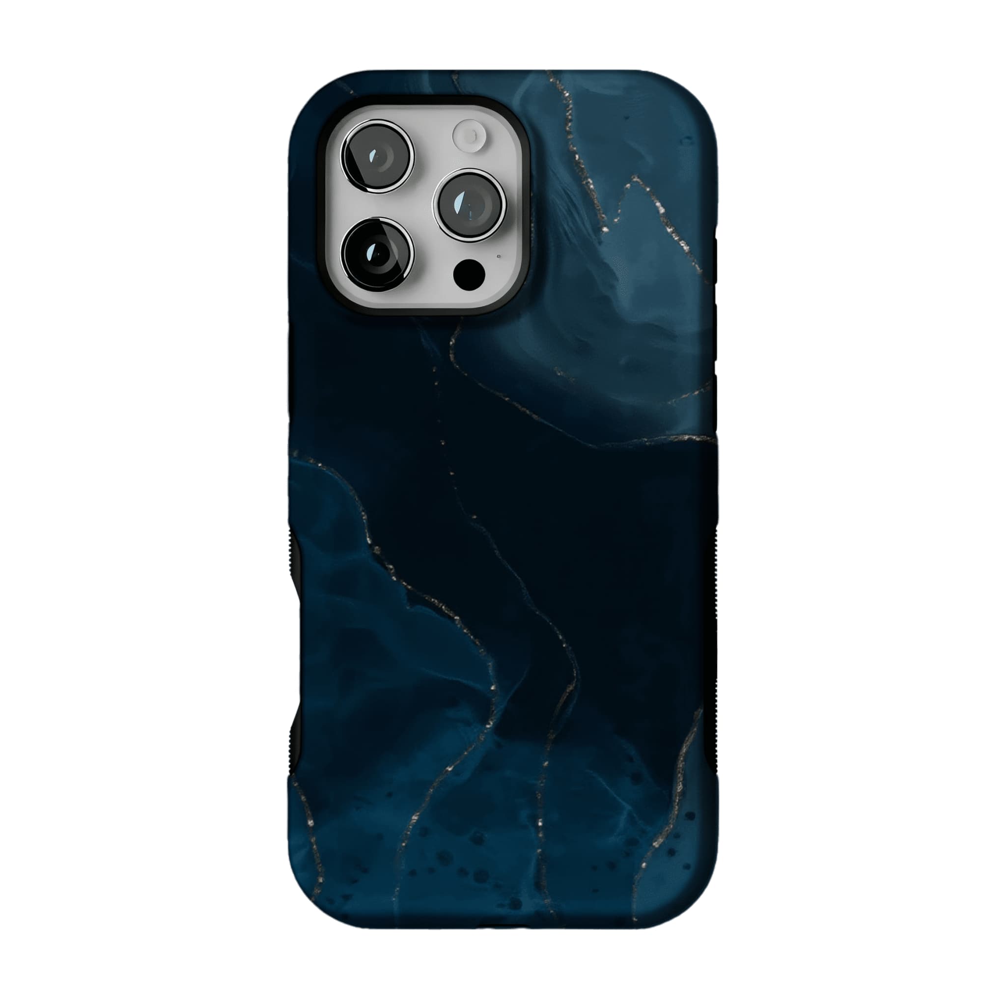 Luxury Deep Blue Gold Foil Marble Texture Minimal iPhone Cover
