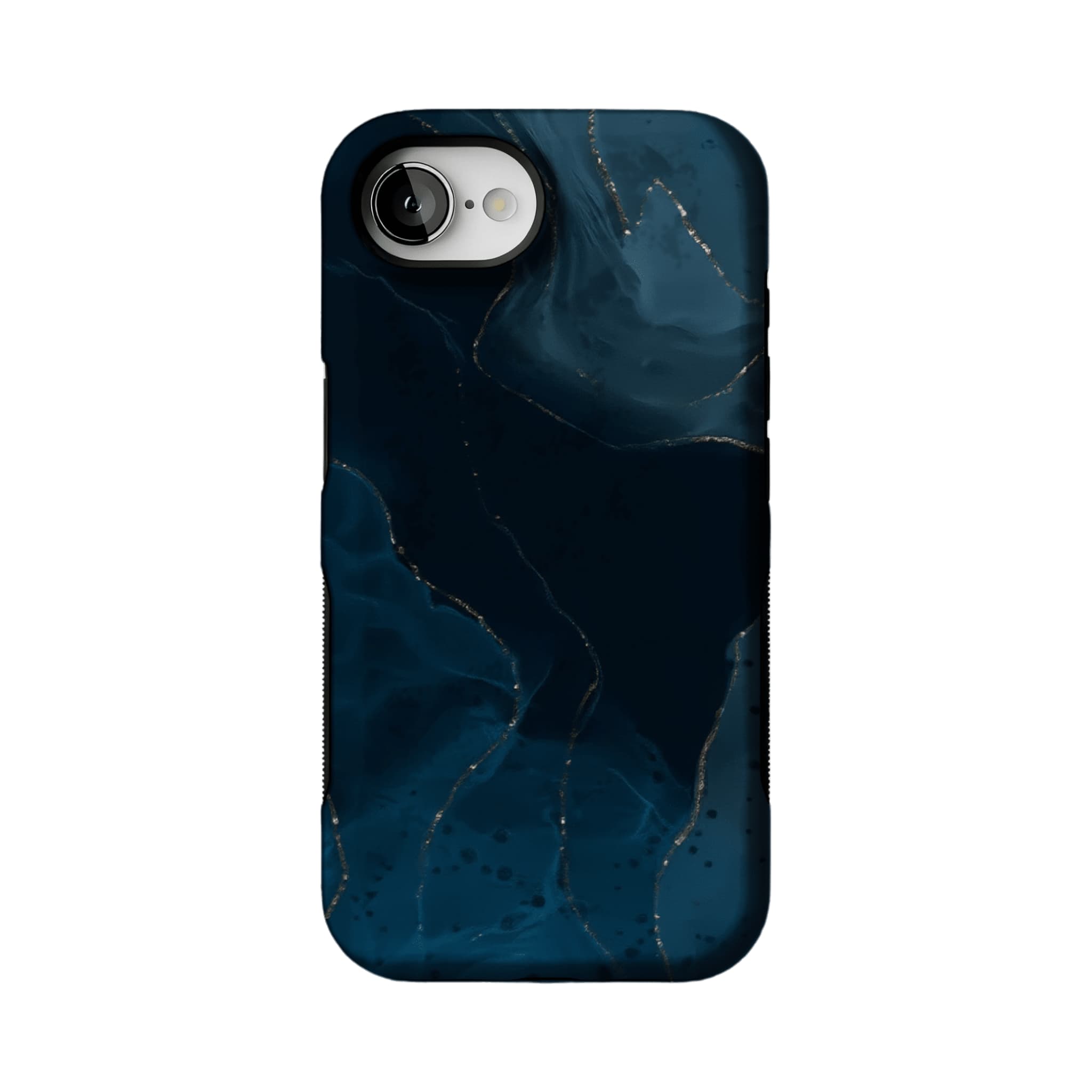 Luxury Deep Blue Gold Foil Marble Texture Minimal iPhone Cover