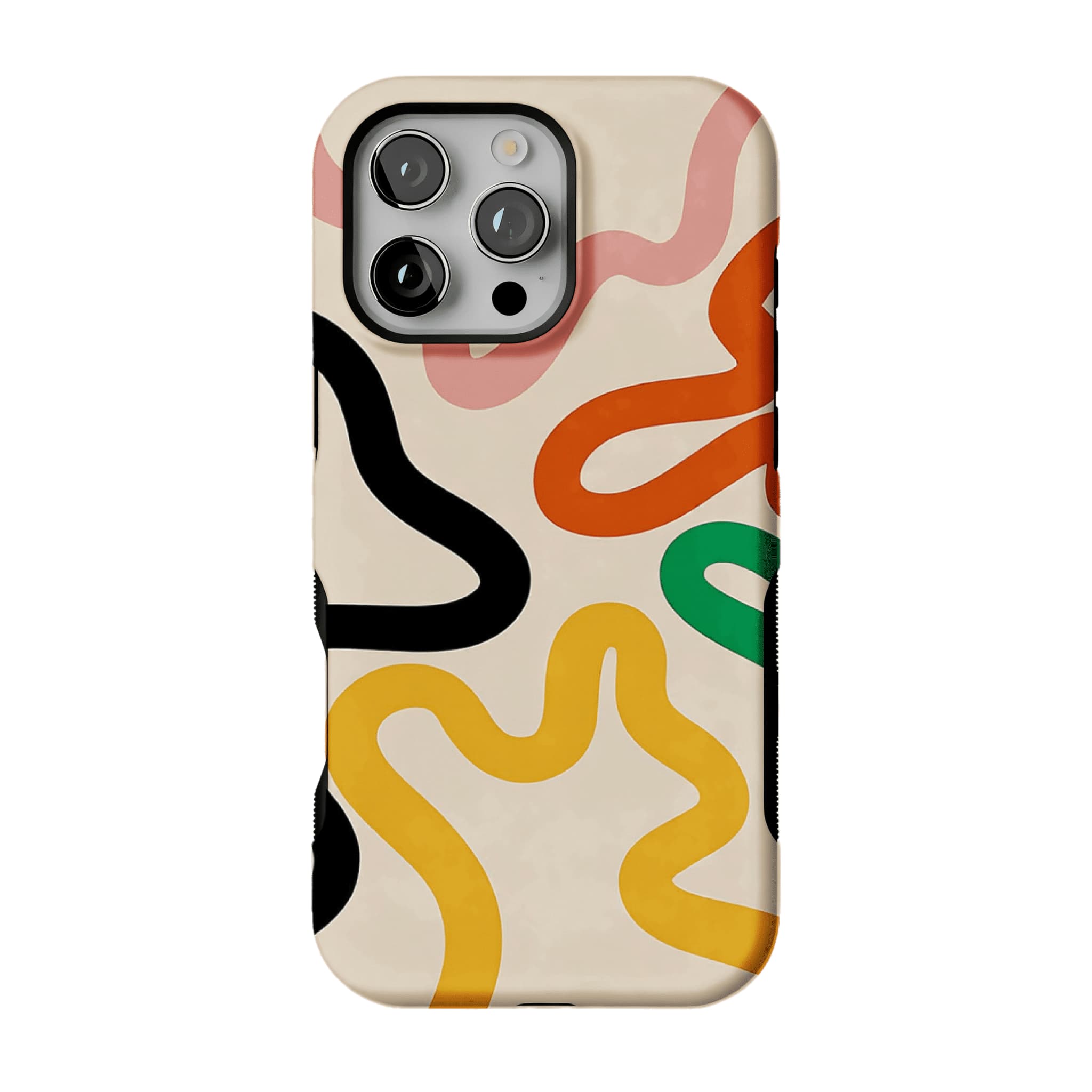Cream Base Retro Bold Wavy Line Shockproof Anti-slip iPhone Case