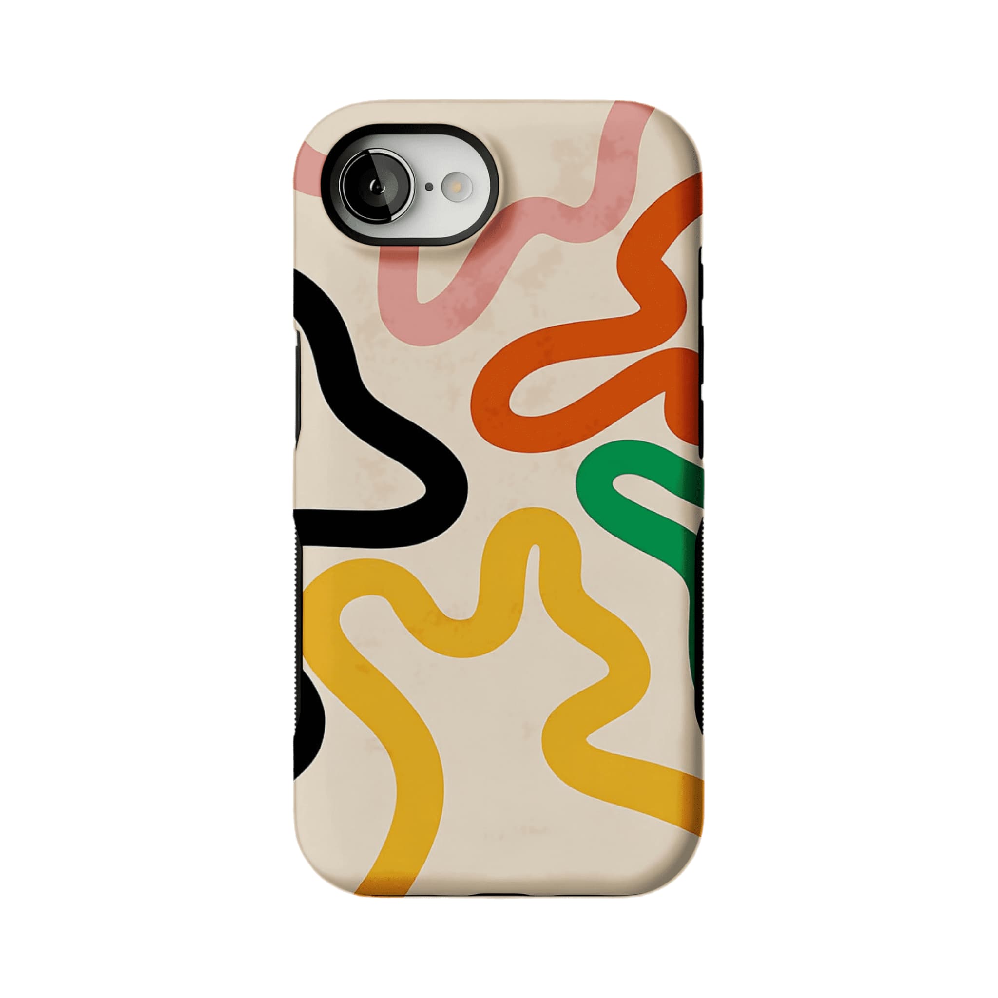 Cream Base Retro Bold Wavy Line Shockproof Anti-slip iPhone Case