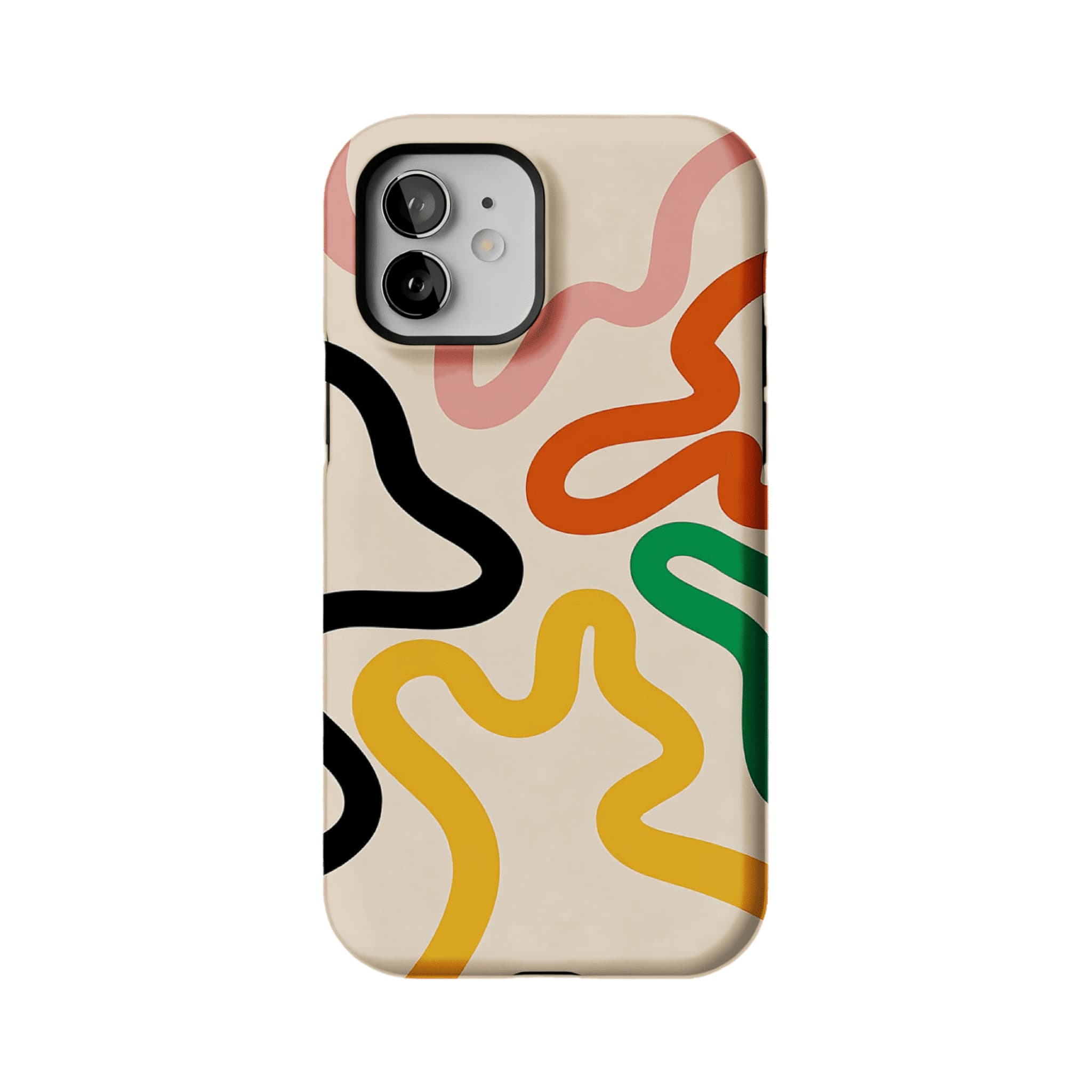 Cream Base Retro Bold Wavy Line Shockproof Anti-slip iPhone Case