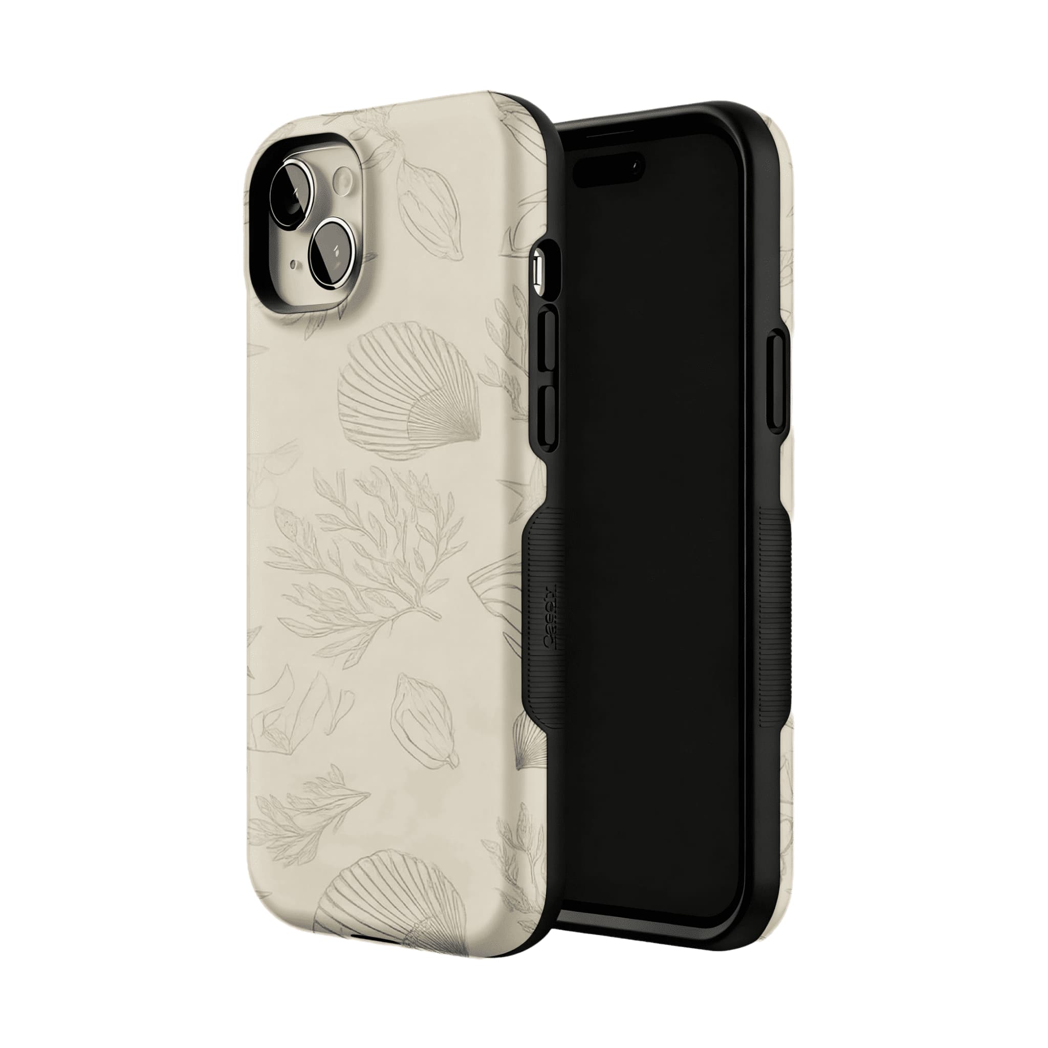 Fine Line Hand Drawn Marine Seashell Shockproof Anti-slip iPhone Case