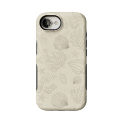 Fine Line Hand Drawn Marine Seashell Shockproof Anti-slip iPhone Case