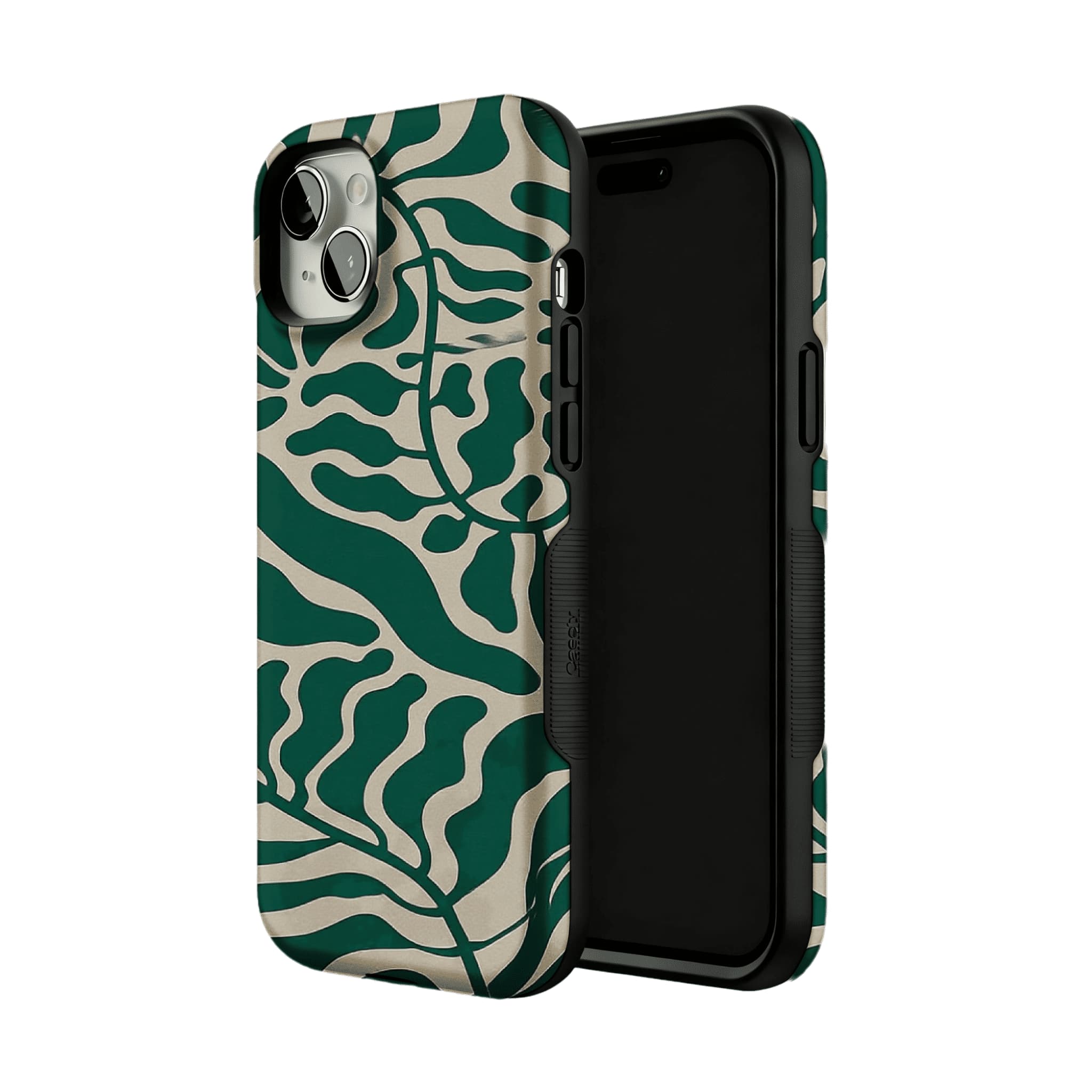 Aesthetic Vintage Block Print Tropical Leaf Trendy Cream iPhone Cover