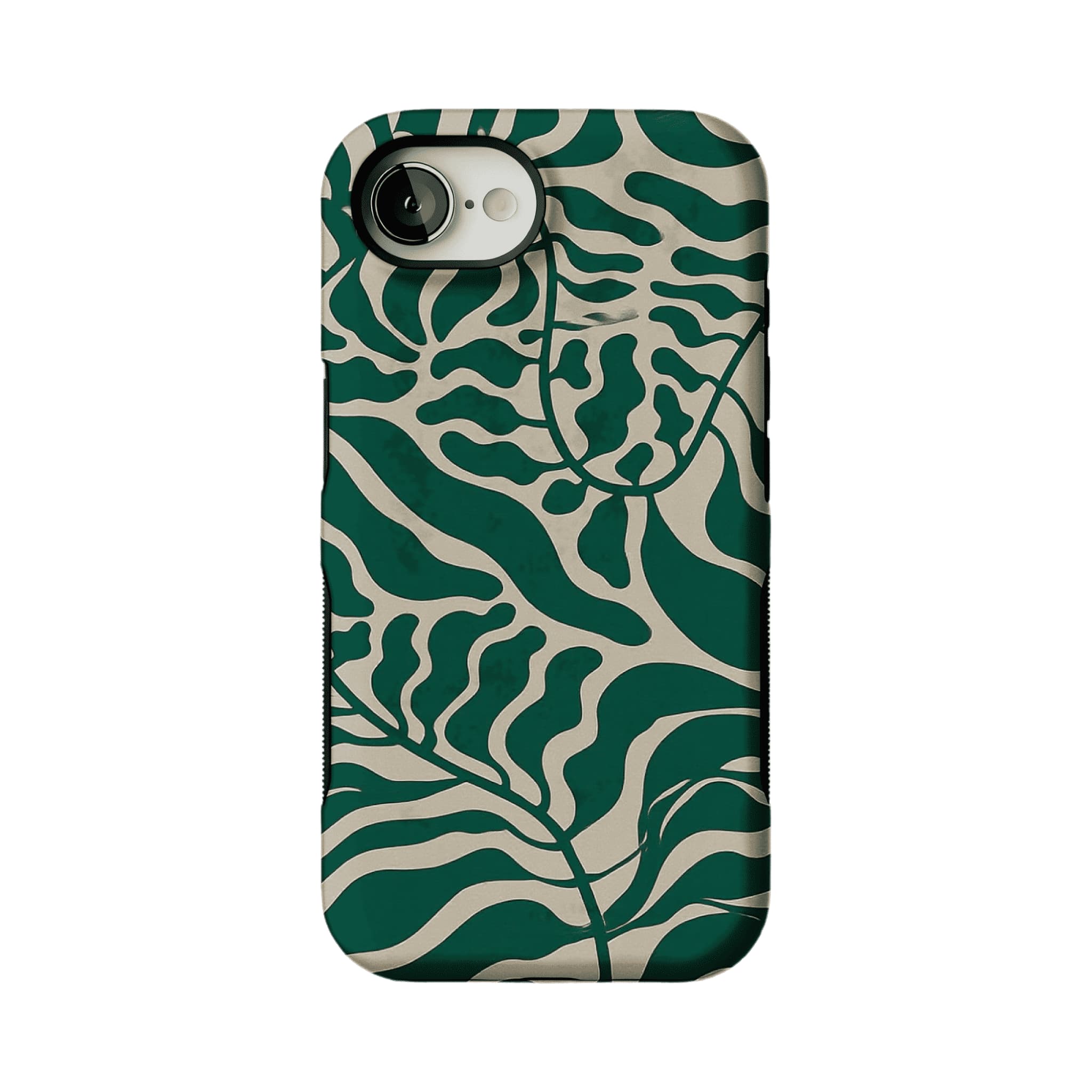 Aesthetic Vintage Block Print Tropical Leaf Trendy Cream iPhone Cover