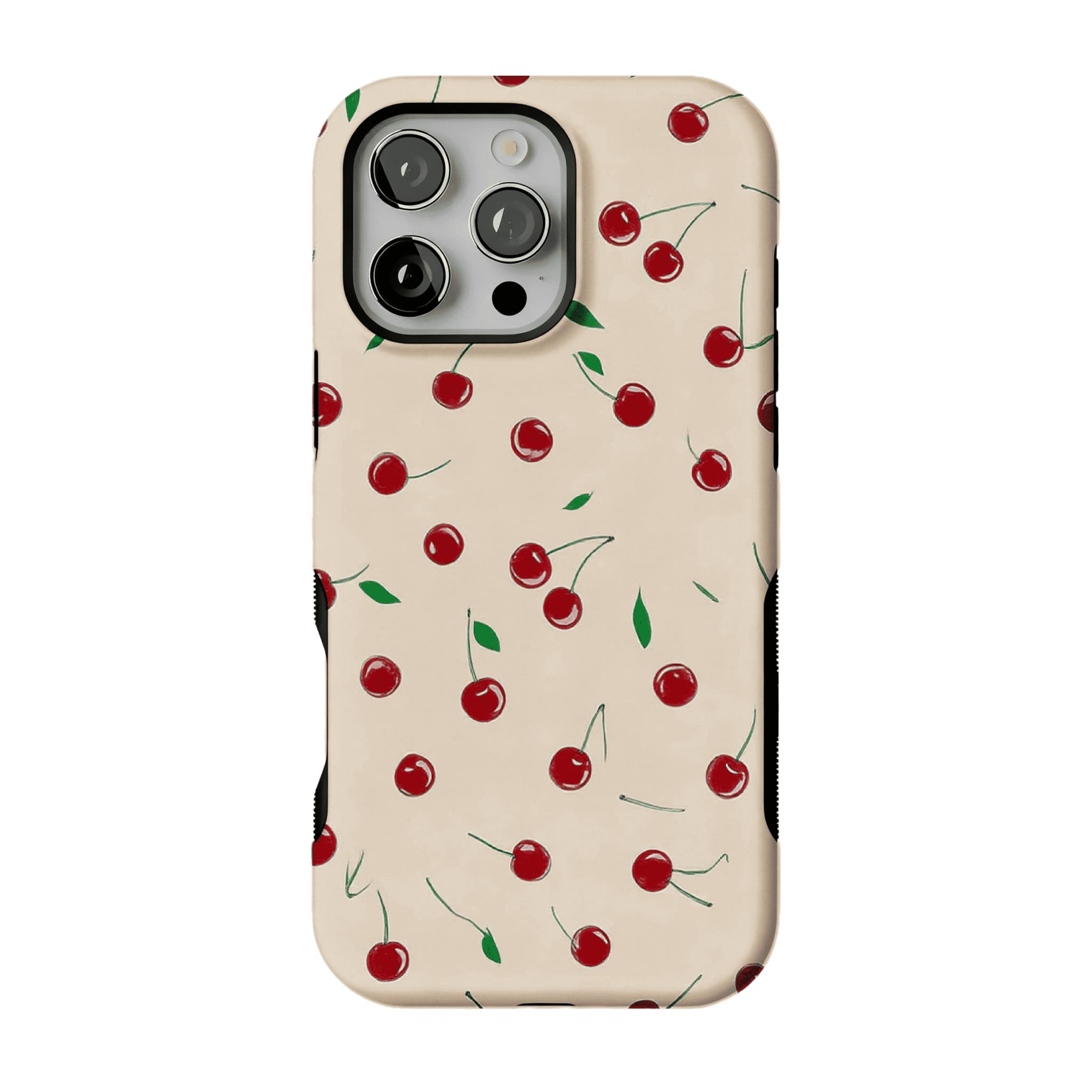 Cute Scattered Red Cherry Leaf Shockproof Anti-slip iPhone Case