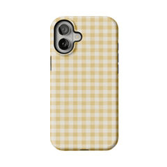 Cream Yellow Classic Gingham Plaid Shockproof Anti-slip iPhone Case