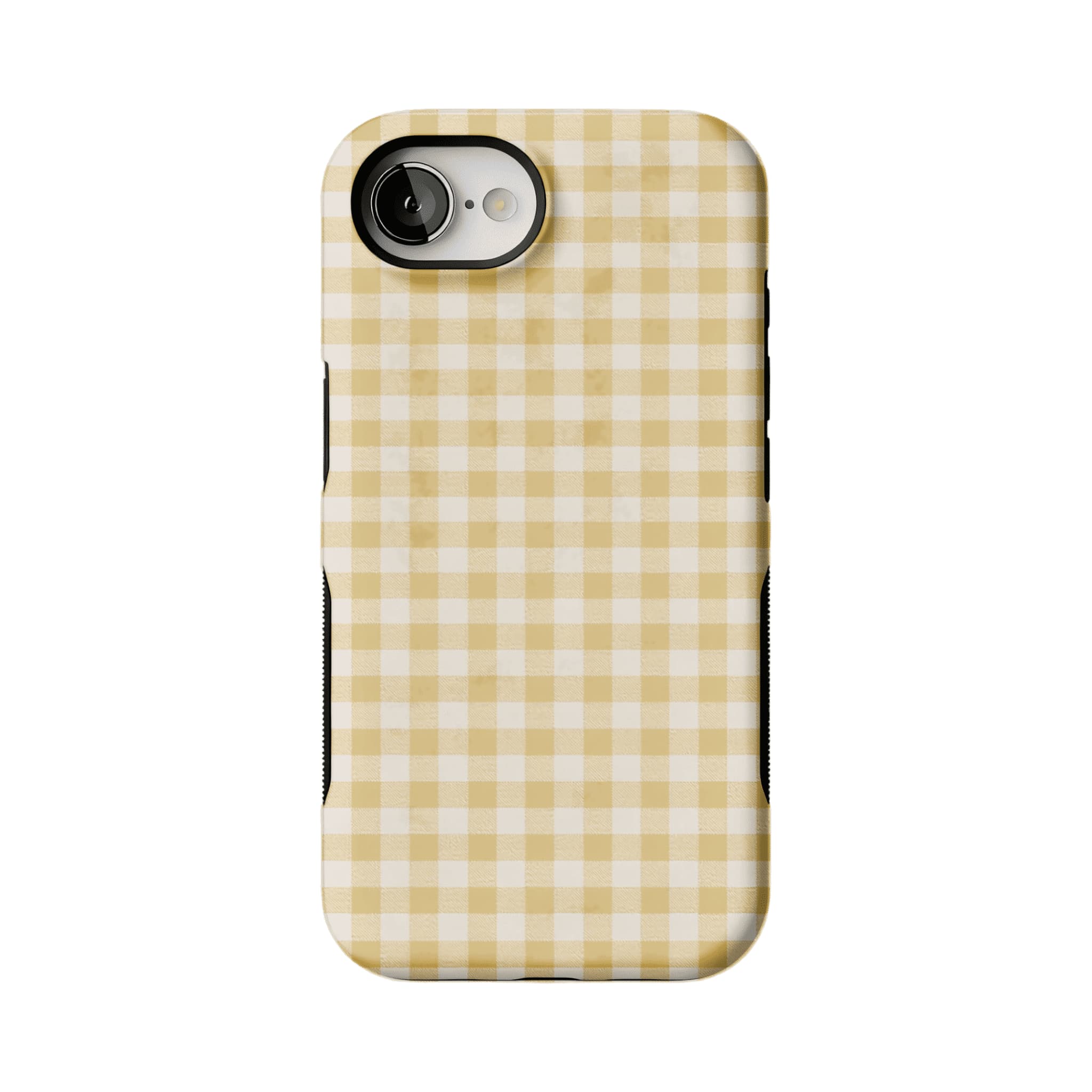 Cream Yellow Classic Gingham Plaid Shockproof Anti-slip iPhone Case