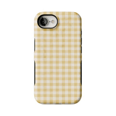 Cream Yellow Classic Gingham Plaid Shockproof Anti-slip iPhone Case