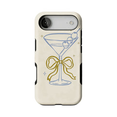 Pastel Blue Line Cocktail Golden Ribbon Cream Base Chic iPhone Cover