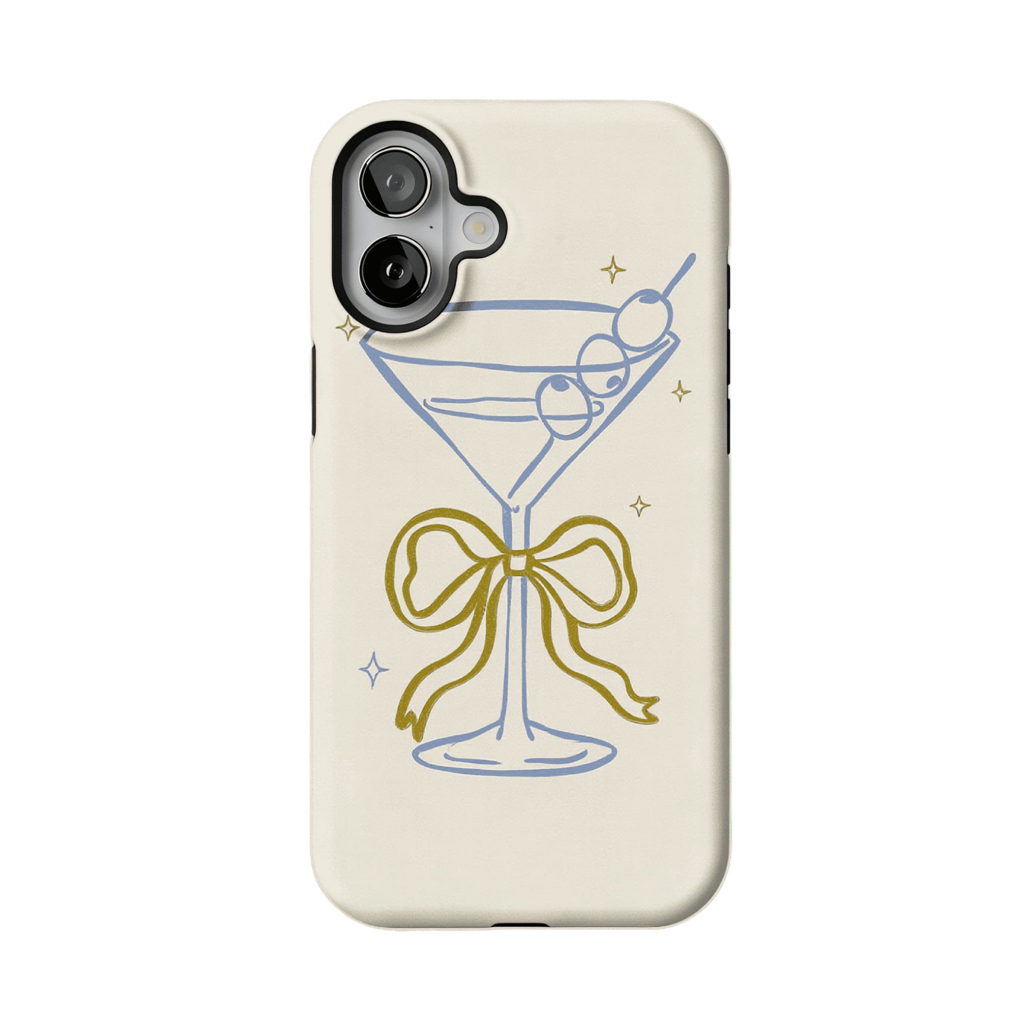 Pastel Blue Line Cocktail Golden Ribbon Cream Base Chic iPhone Cover