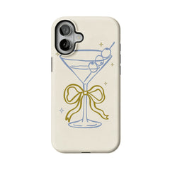 Pastel Blue Line Cocktail Golden Ribbon Cream Base Chic iPhone Cover