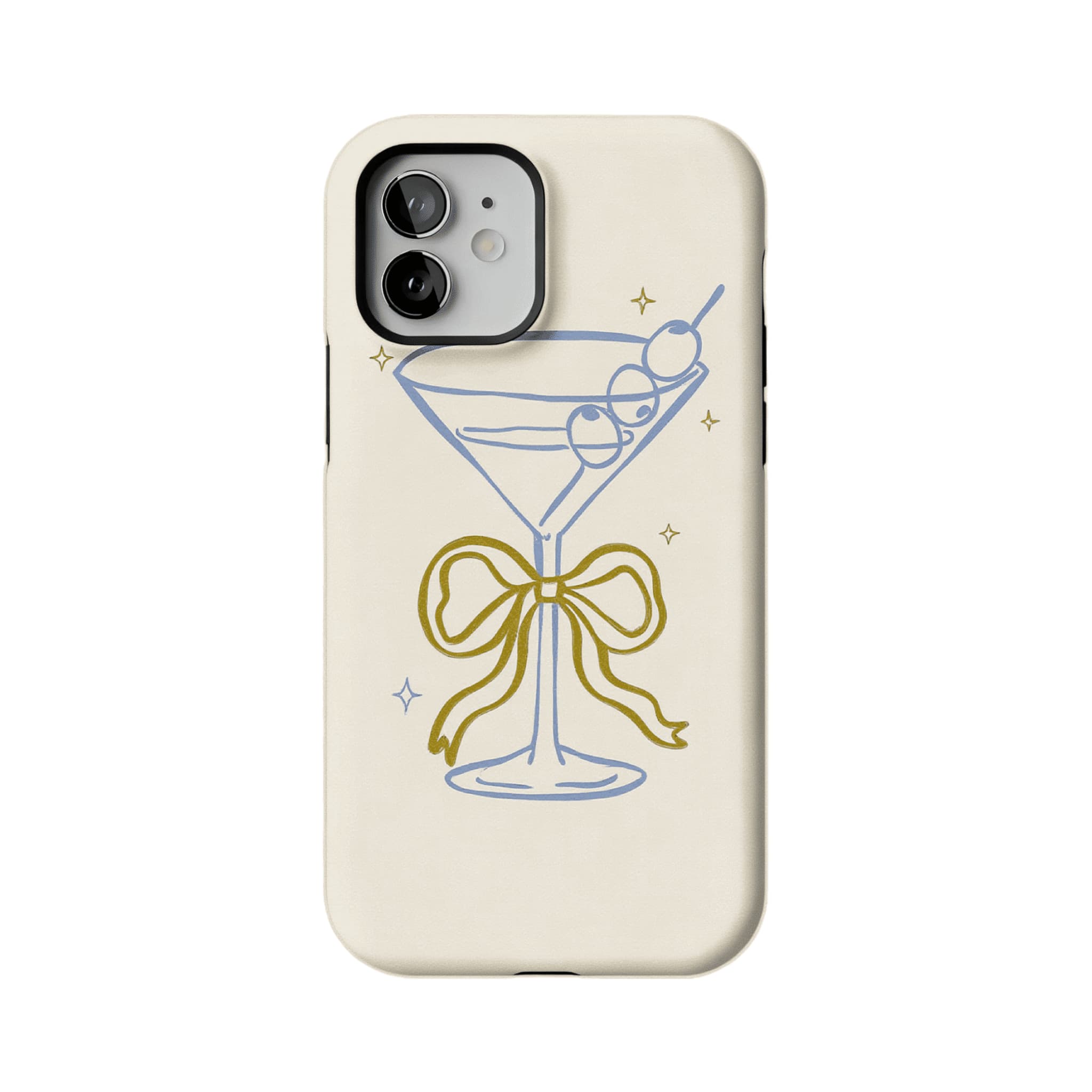 Pastel Blue Line Cocktail Golden Ribbon Cream Base Chic iPhone Cover