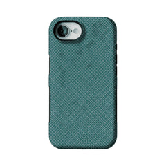 Teal White Tiny Cross Grid Linen Texture Shockproof Anti-slip iPhone Case