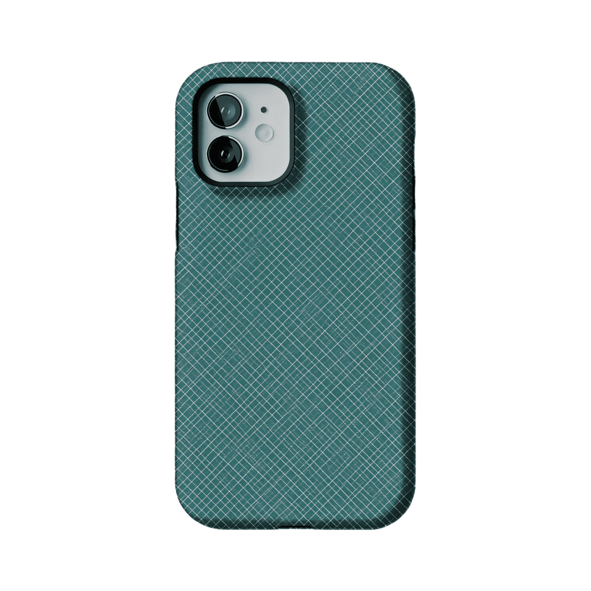Teal White Tiny Cross Grid Linen Texture Shockproof Anti-slip iPhone Case