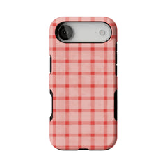 Blush Pink Red Classic Gingham Shockproof Anti-slip iPhone Case