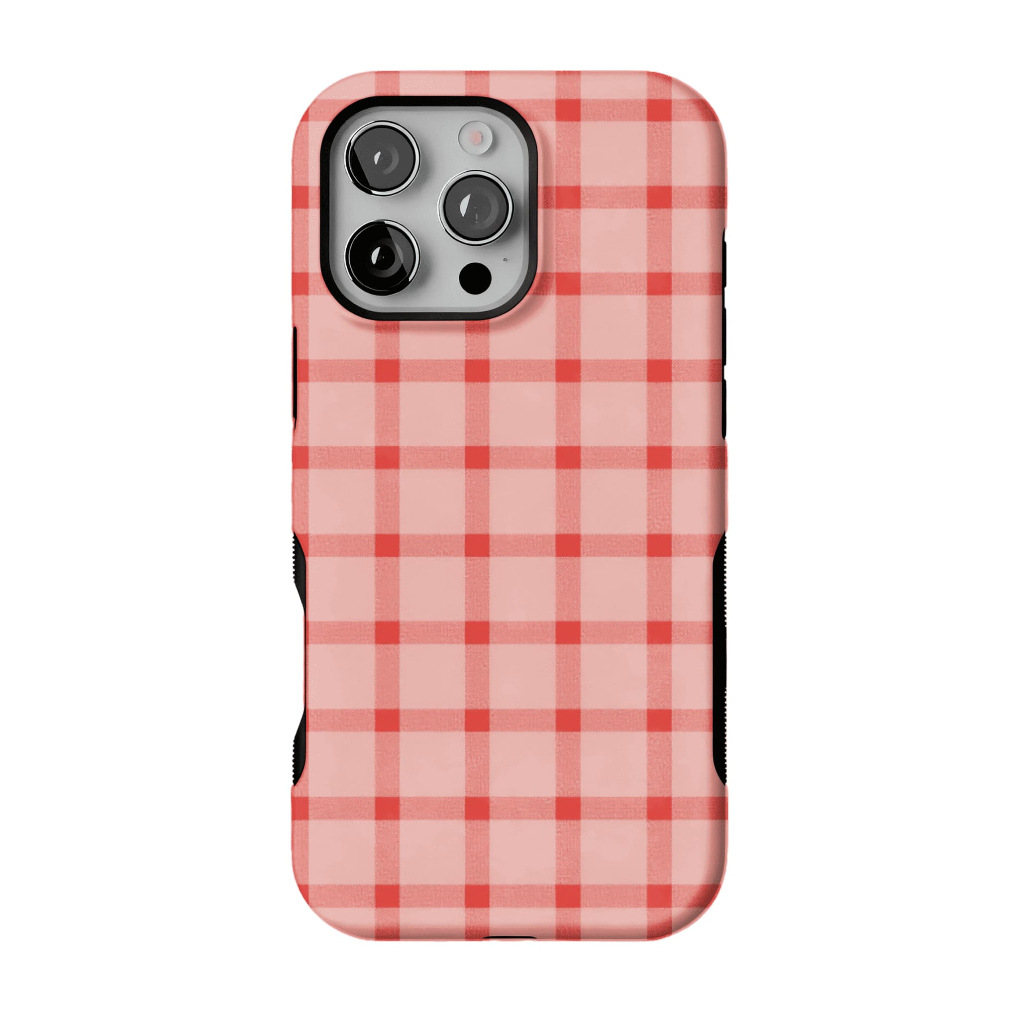 Blush Pink Red Classic Gingham Shockproof Anti-slip iPhone Case