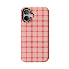 Blush Pink Red Classic Gingham Shockproof Anti-slip iPhone Case