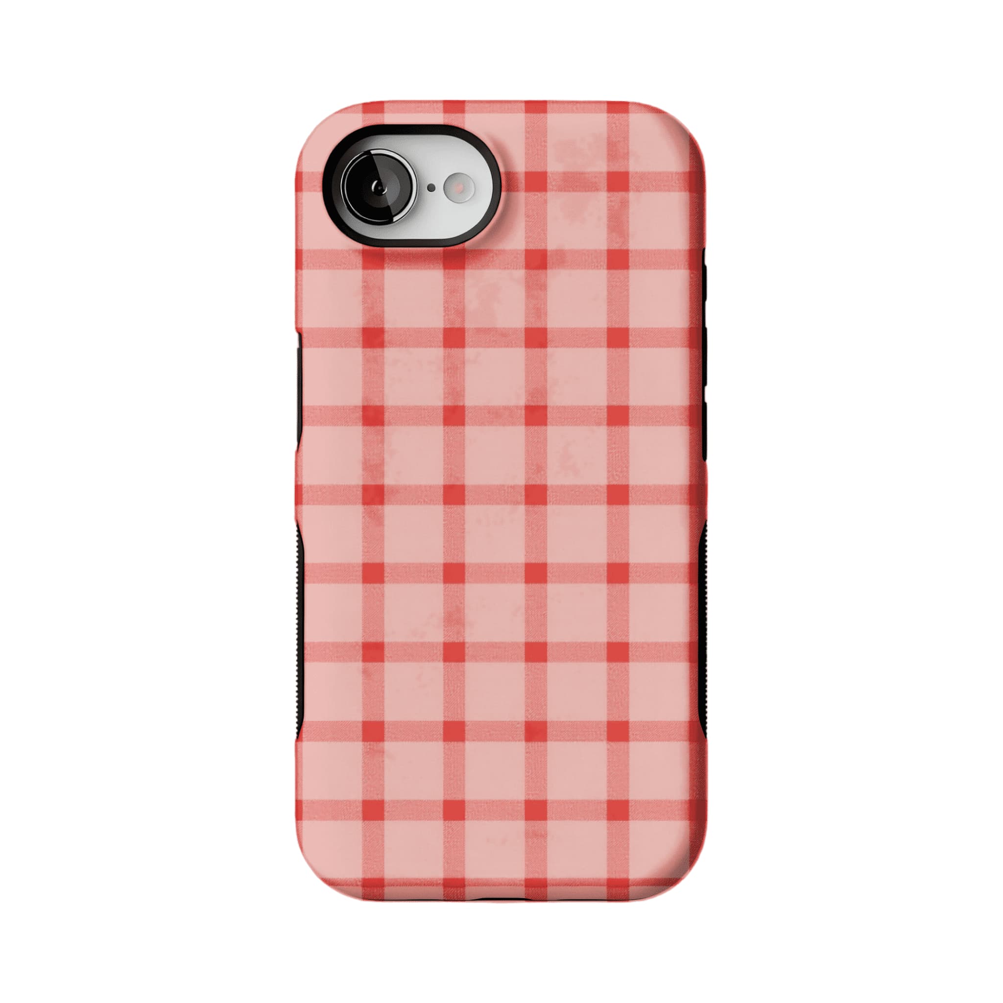 Blush Pink Red Classic Gingham Shockproof Anti-slip iPhone Case