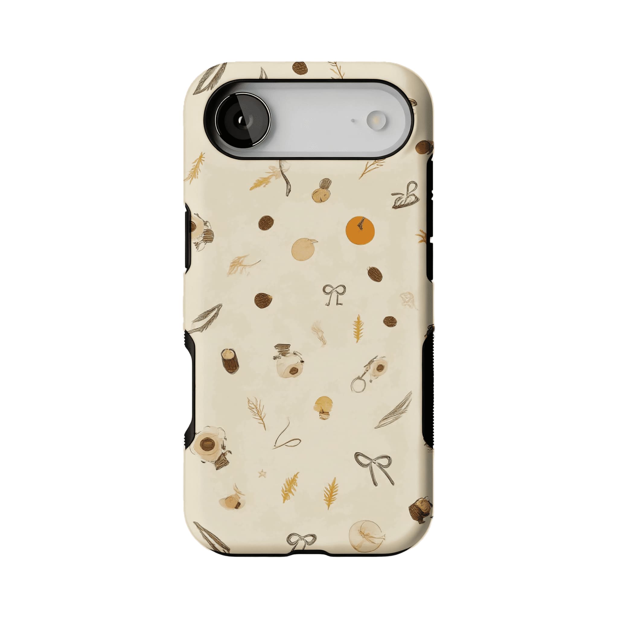 Neutral Warm Autumn Nut Leaf Sketch Shockproof Anti-slip iPhone Case