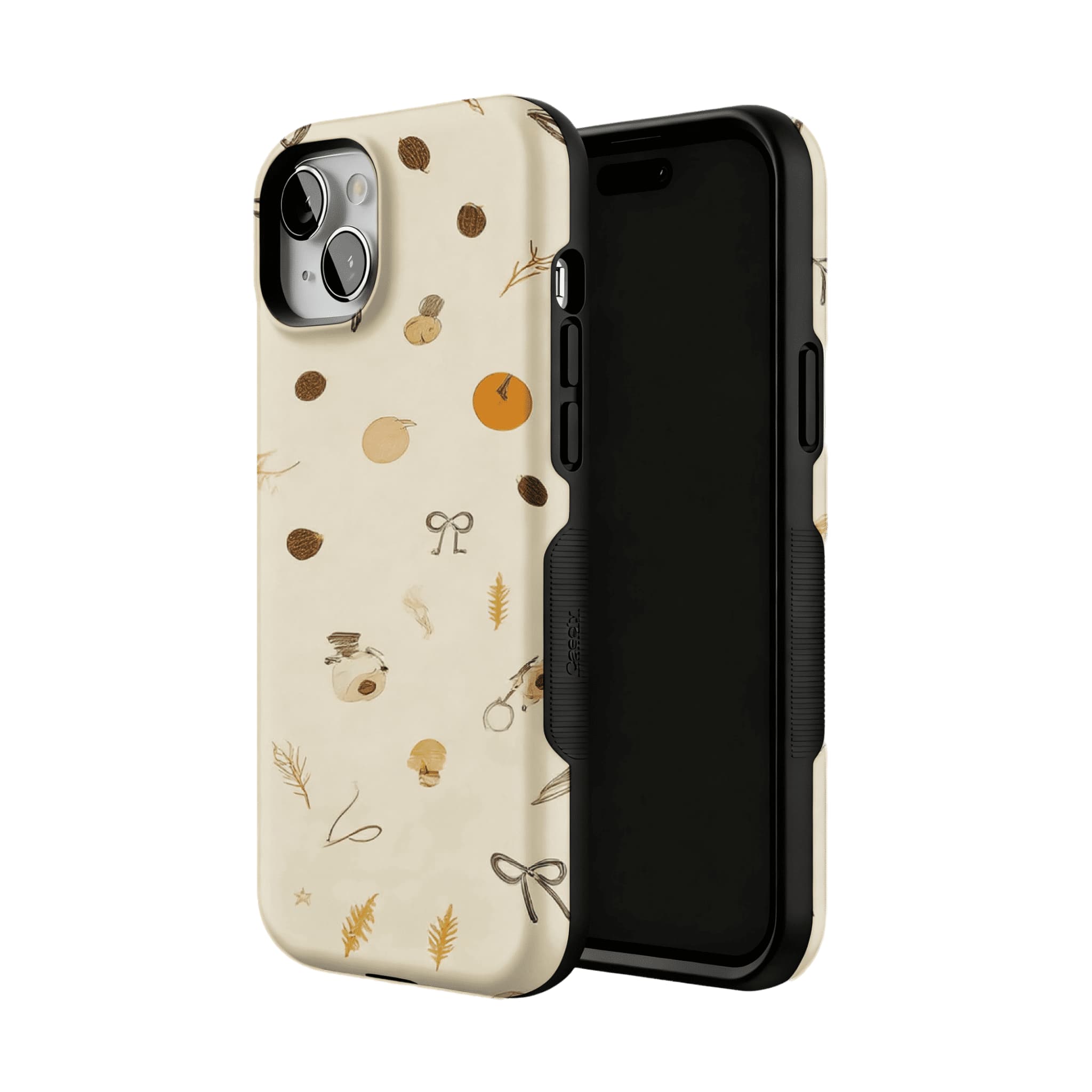 Neutral Warm Autumn Nut Leaf Sketch Shockproof Anti-slip iPhone Case