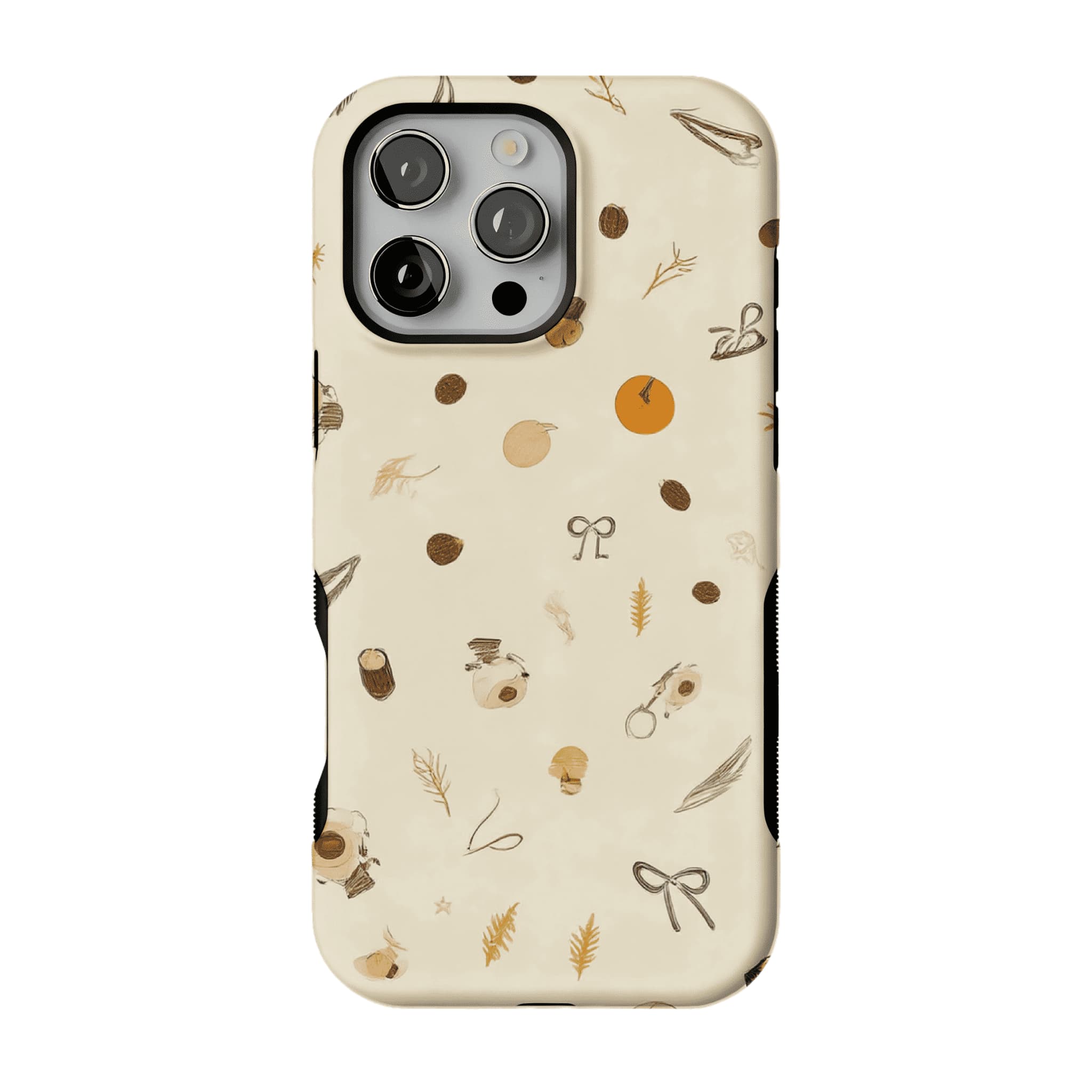 Neutral Warm Autumn Nut Leaf Sketch Shockproof Anti-slip iPhone Case