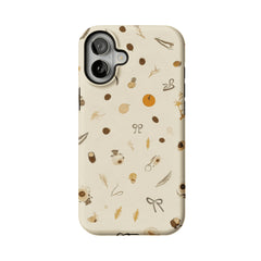 Neutral Warm Autumn Nut Leaf Sketch Shockproof Anti-slip iPhone Case