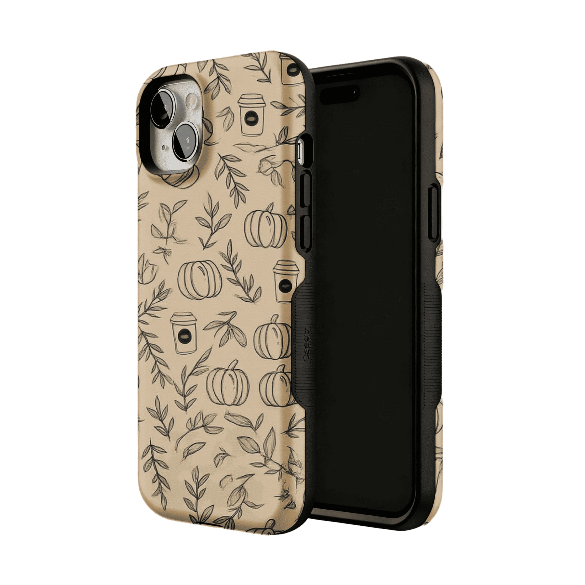 Kraft Beige Base Hand Drawn Autumn Farm Minimal iPhone Cover